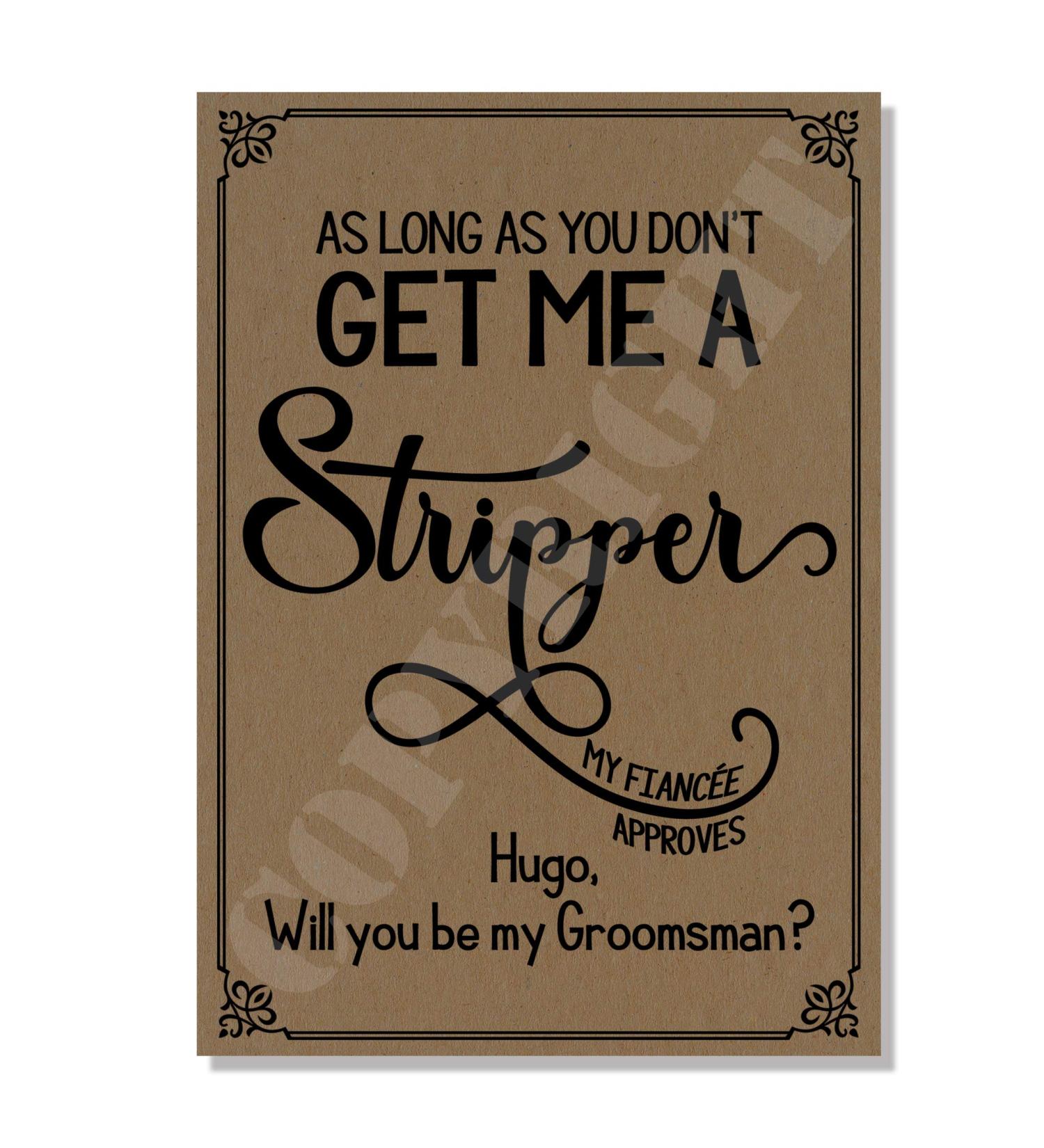 Funny Will You Be My Bridesmaid Cards | Maid Matron Flower Girl & Usher Invitations (Get Me A Stripper Kraft Paper 280 g/m ) - Buy Online on GoSupps.com