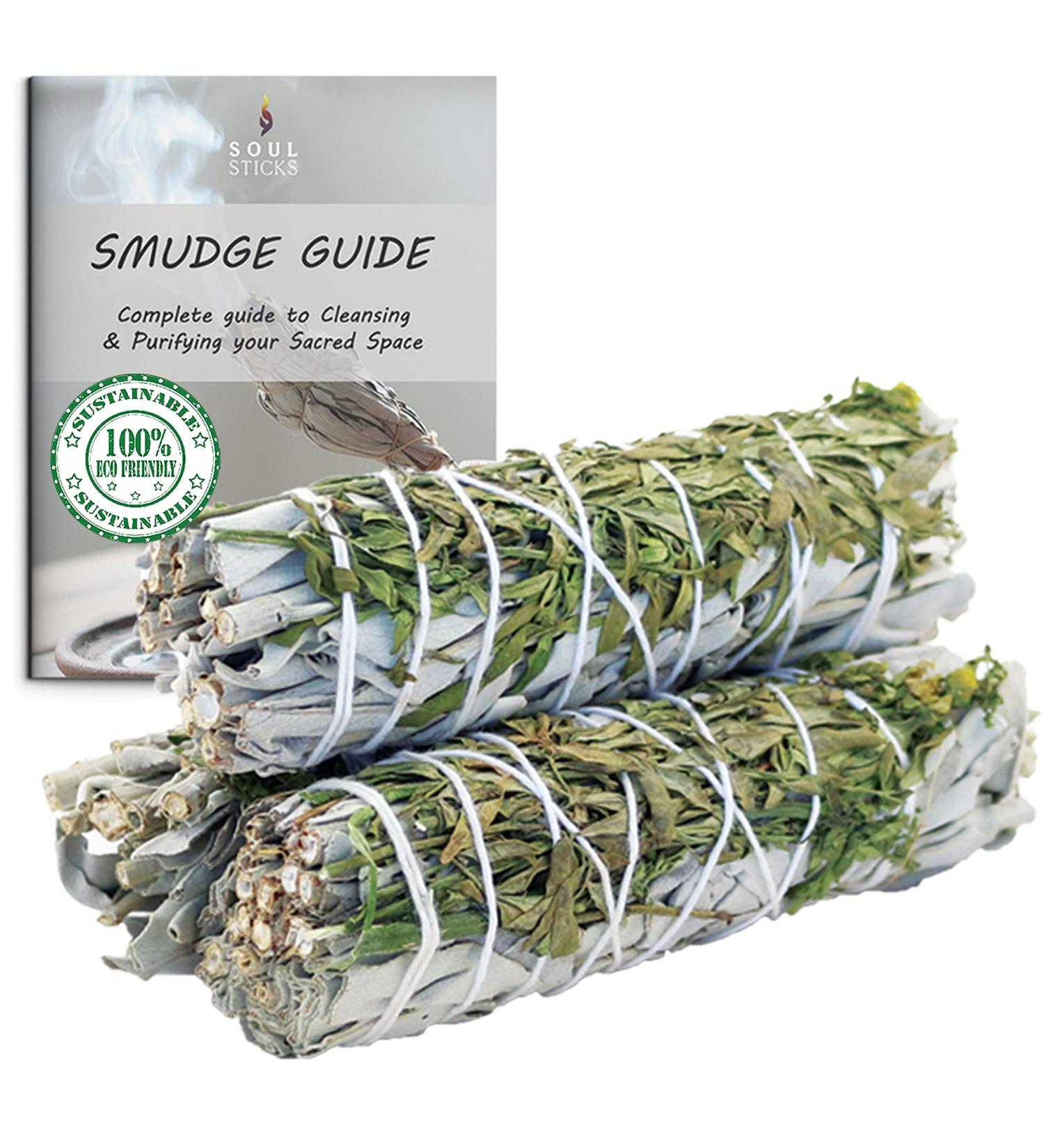 Ancientveda White Sage Mix Smudge Sticks 3 Pack for Cleansing & Meditation | Organic White Sage with Ruda Rue for Yoga & Smudging - Buy Online on GoSupps.com