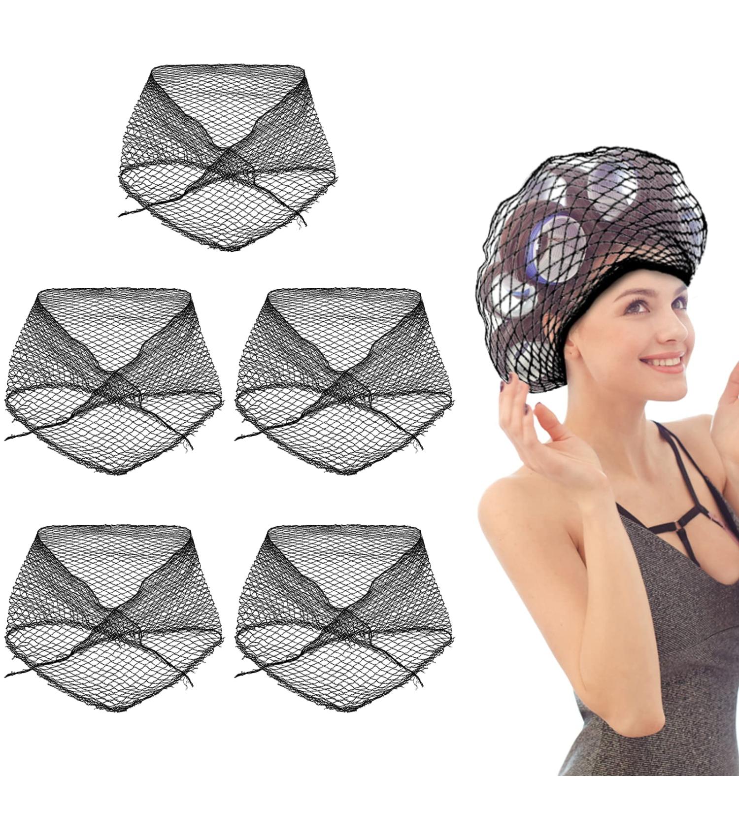 5PCS Cotton Triangle Hair Nets for Rollers | Mesh Hair Setting Nets for Sleeping | Black | 17x17 Inches - Buy Online on GoSupps.com
