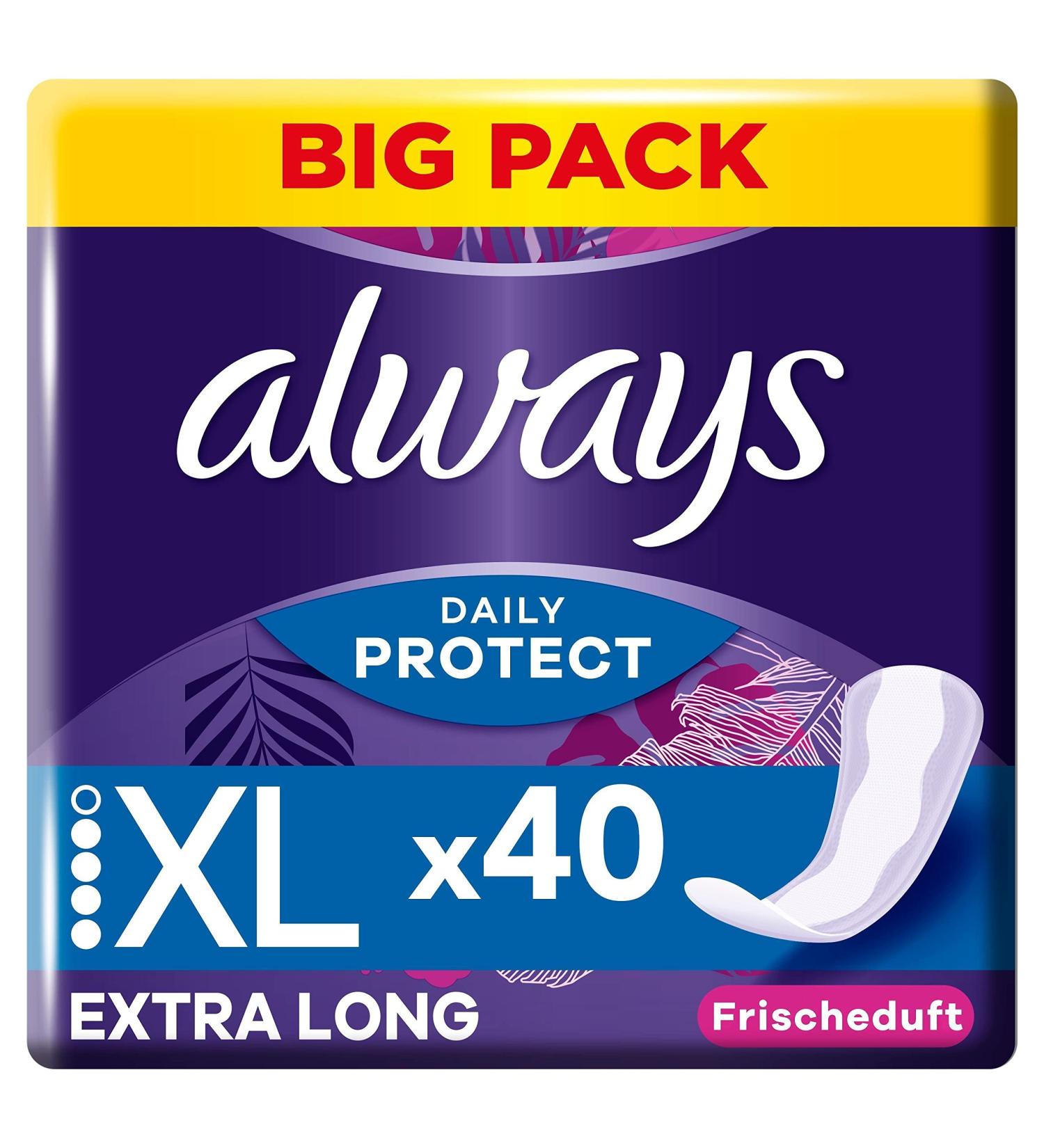 Always Dailies Protect Extra Long Slip Performance - Women's Breathable Fresh Fragrance 40 Pieces Big Pack - Buy Online on GoSupps.com