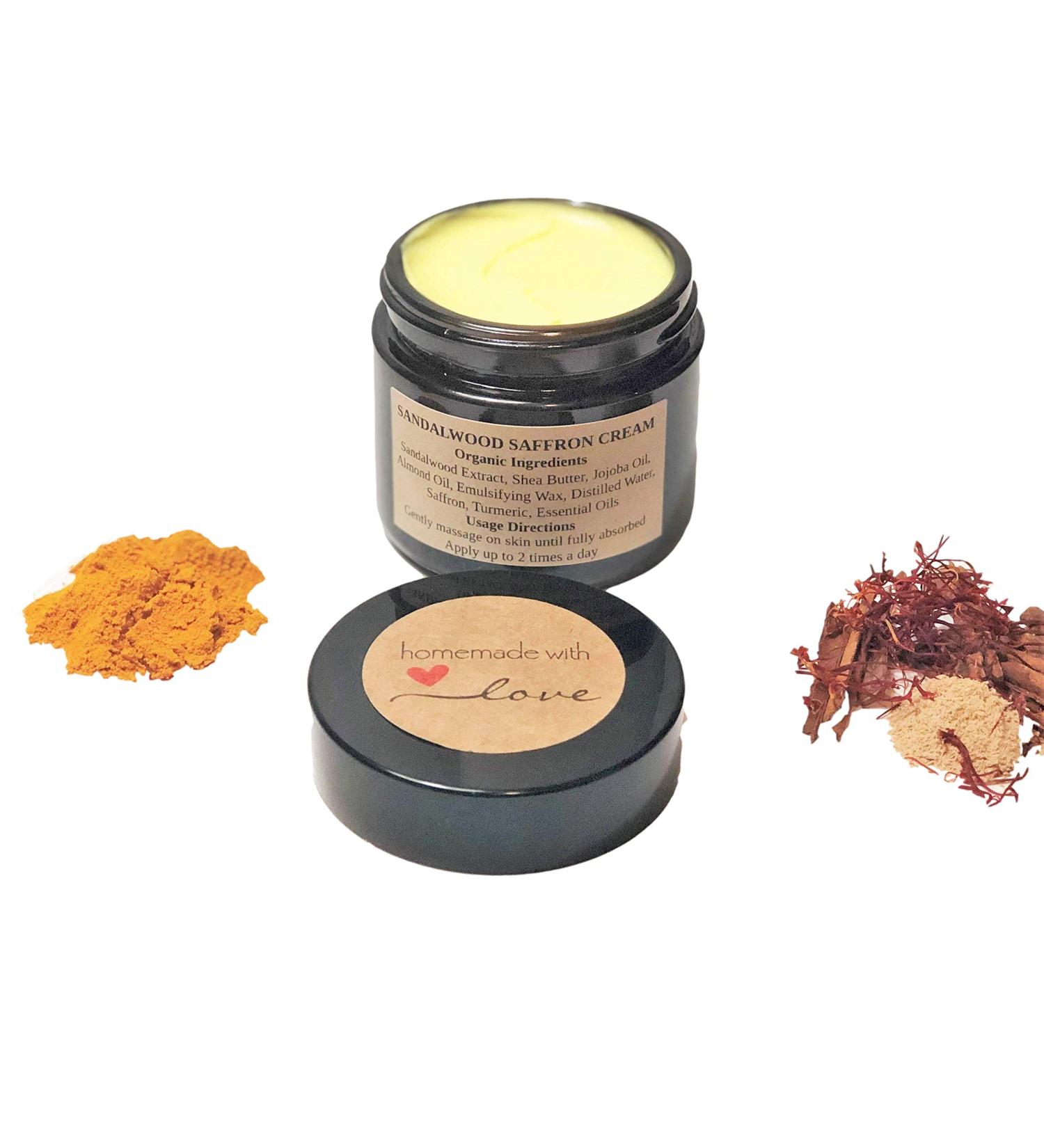 Organic Sandalwood Saffron Face Cream with Turmeric | Anti-Aging Moisturizer & Antioxidant Night Cream | Vegan & Suitable for All Skin Types - 1 oz - Buy Online on GoSupps.com