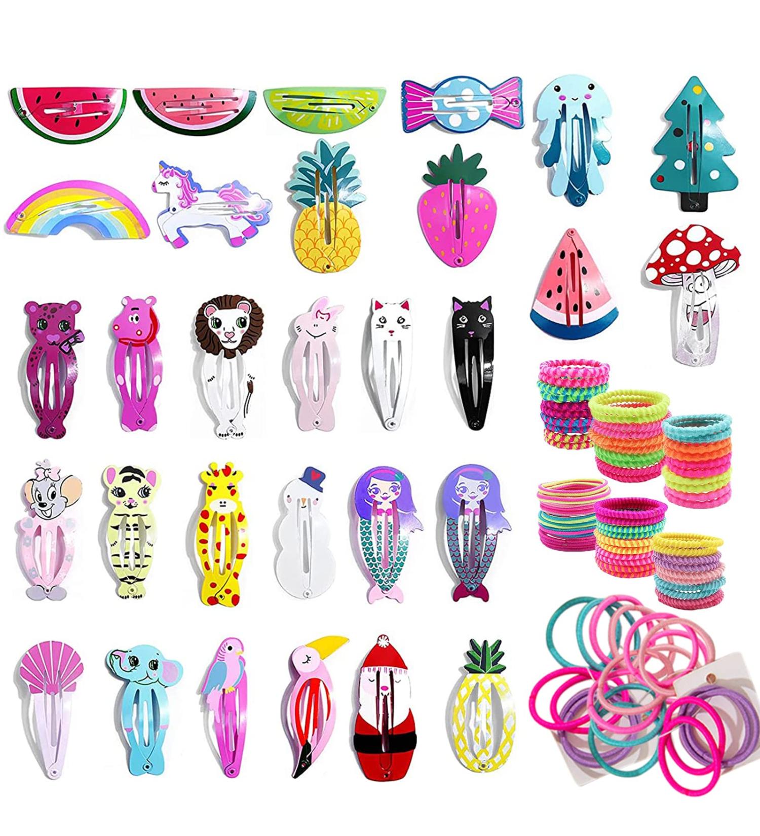 130-Piece Hair Accessories Set for Girls & Babies | Cute Animal Hair Clips Ties & Gums - Buy Online on GoSupps.com