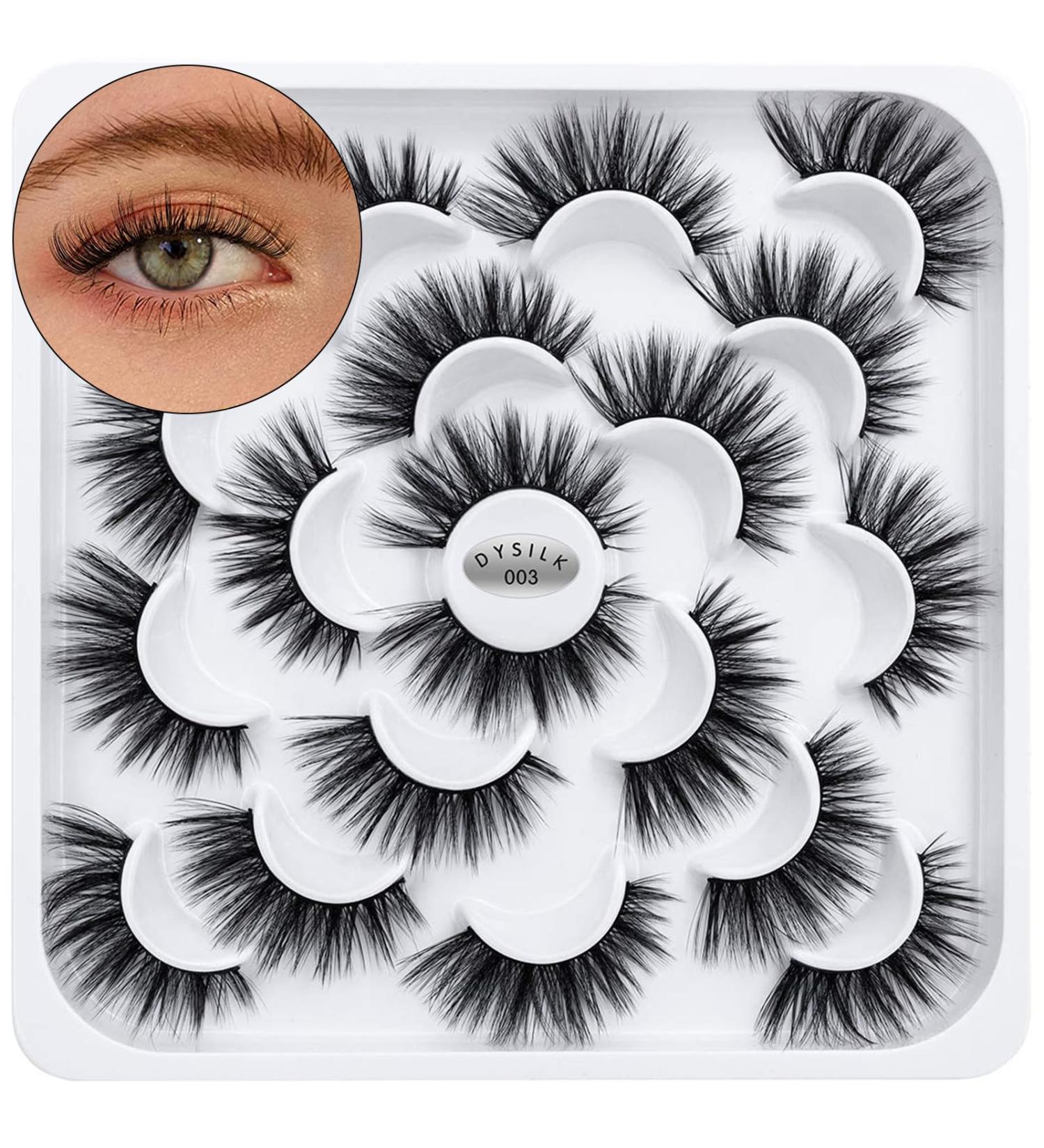 Buy Dysilk 6D Fake Eyelashes - 10 Pairs Reusable Self-Adhesive 15mm False Lashes for Natural Look - Buy Online on GoSupps.com