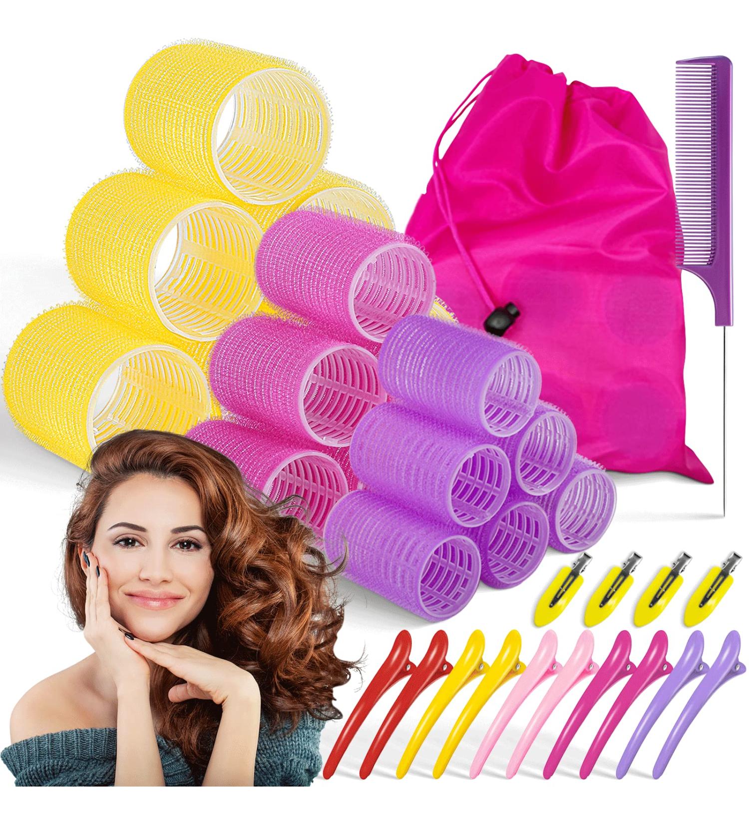 18 Pcs Hair Rollers Set for Long & Medium Hair | Salon-Quality Hair Curlers in 3 Sizes | DIY Blue Hair Rollers for Stylish Hair Dressing - Buy Online on GoSupps.com