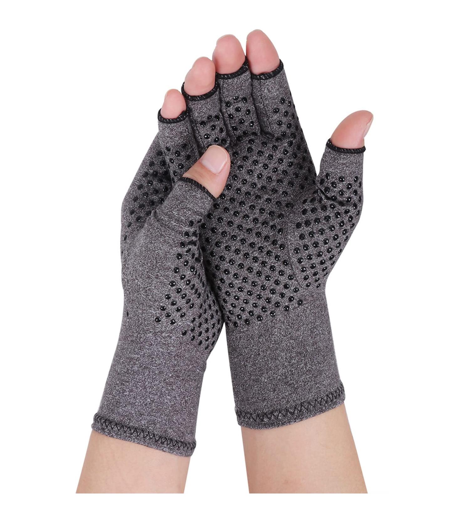 Compression Rheumatoid Arthritis Gloves for Joint Pain Relief - Fingerless Carpal Tunnel Gloves for Women/Men - Gray (Large) - Buy Online on GoSupps.com