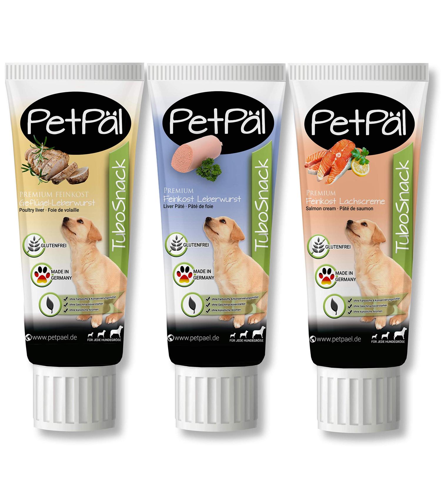 Petp l Dog Tubes Trial Set - Grain-Free Healthy Treats for Puppies - 3x75g Premium Poultry Salmon Snacks Made in Germany - Buy Online on GoSupps.com