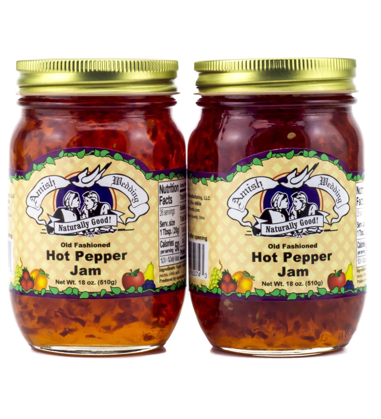 Amish Wedding All Natural Hot Pepper Jam 18 oz (Pack of 2) - Authentic Old Fashioned Recipe - Buy Online on GoSupps.com