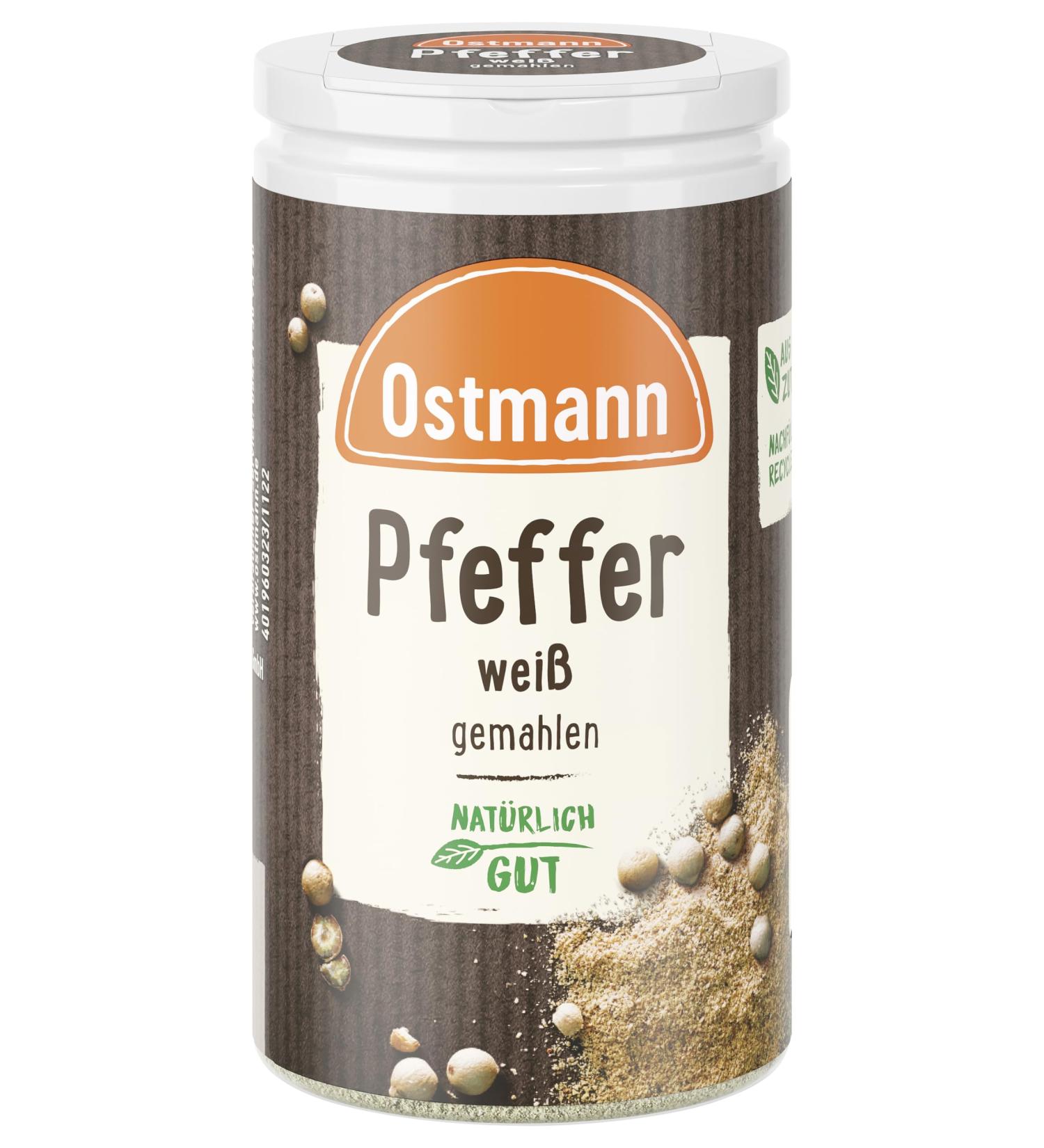 Ostmann White Pepper Ground - Pack of 4 (4 x 45g) - Premium Quality Spice for International Shipping - Buy Online on GoSupps.com