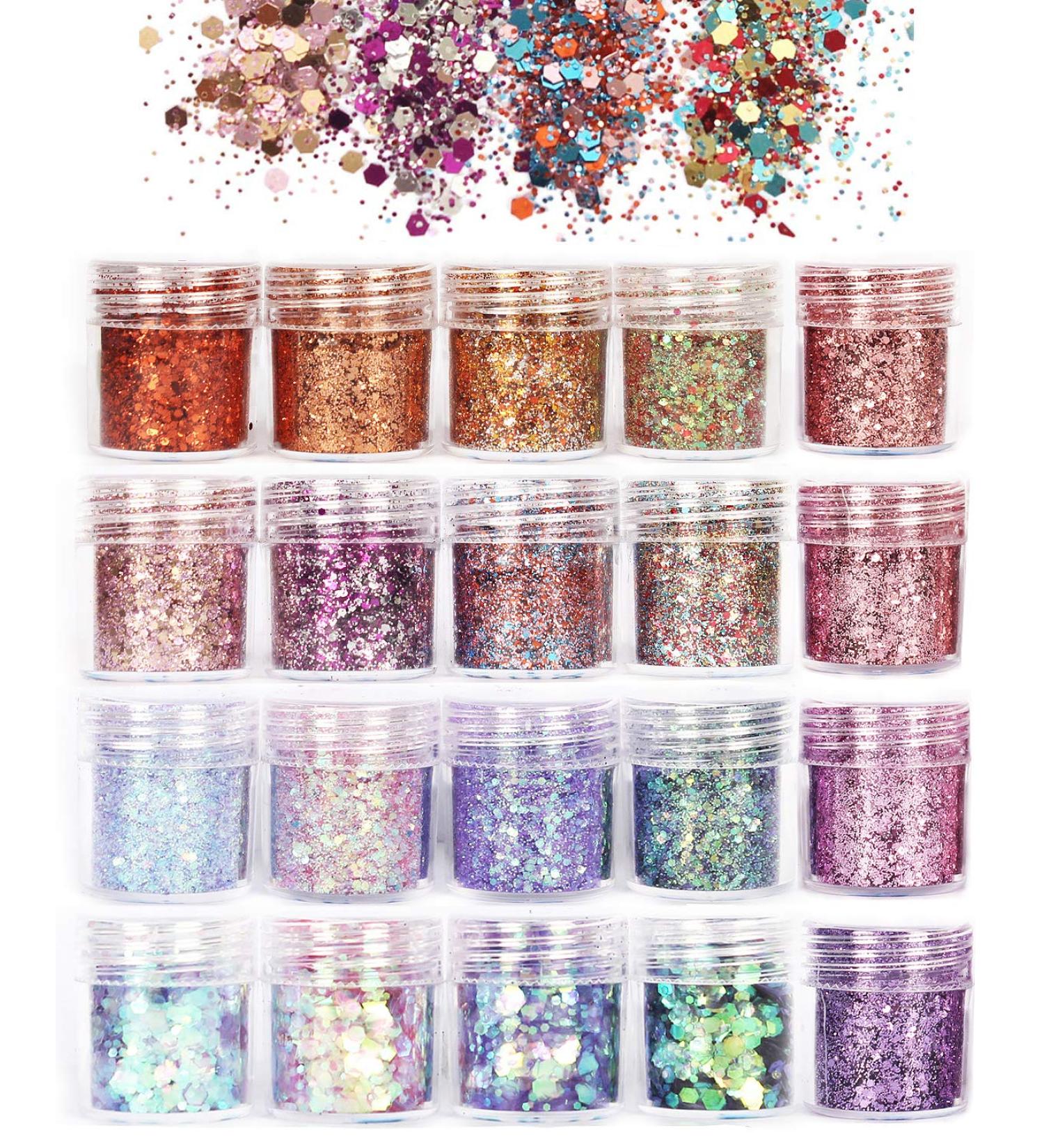 Shop Anderk 20 Boxes Glitter Chunky Face & Body Glitter for Makeup Nails Eyes & Hair 10ml 20 Vibrant Colors International Shipping Available - Buy Online on GoSupps.com