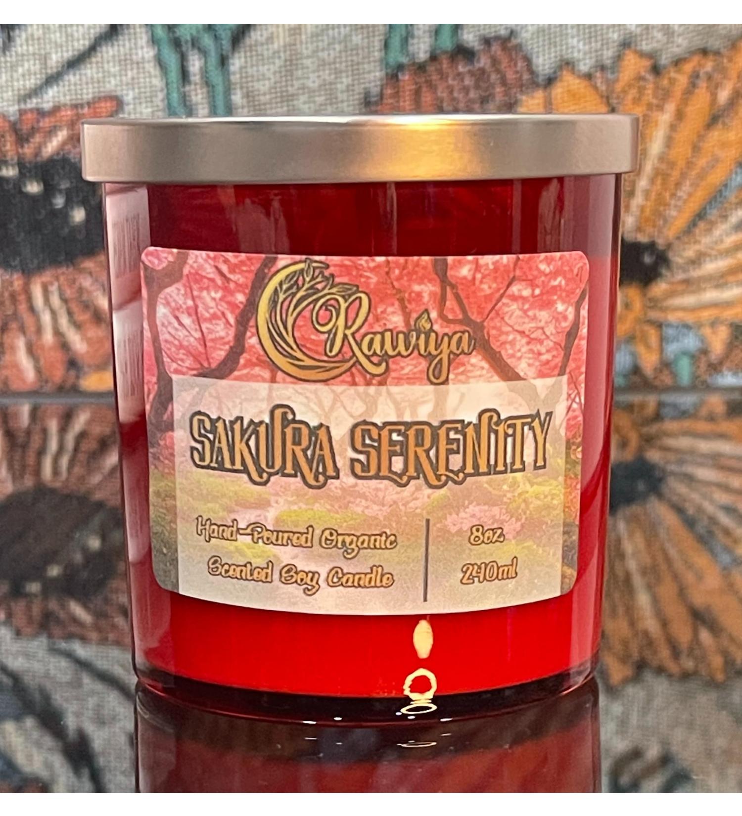 Sakura Serenity Hand-Pour Scented Candle - 8oz | 50-60+ Hour Burn | Aromatherapy for Calm & Peace | Red & Pink - International Shipping Available - Buy Online on GoSupps.com