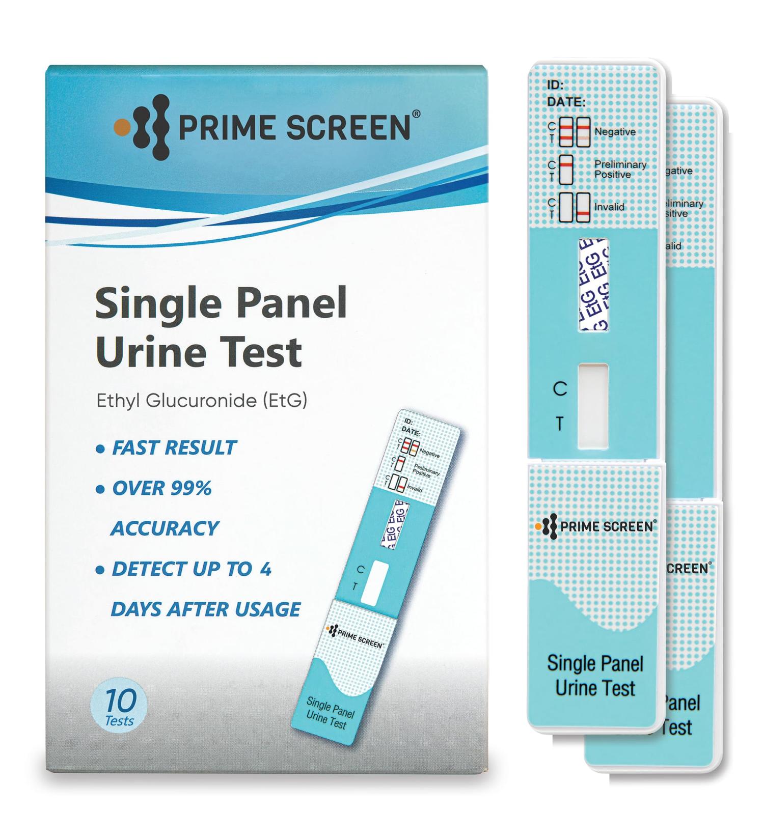 Prime Screen Alcohol ETG Urine Test 10 Pack - at Home Rapid Testing Dip Card Kit - 80 Hour Low Cut-Off 300 ng/mL - WETG-114 10 Count - Buy Online on GoSupps.com