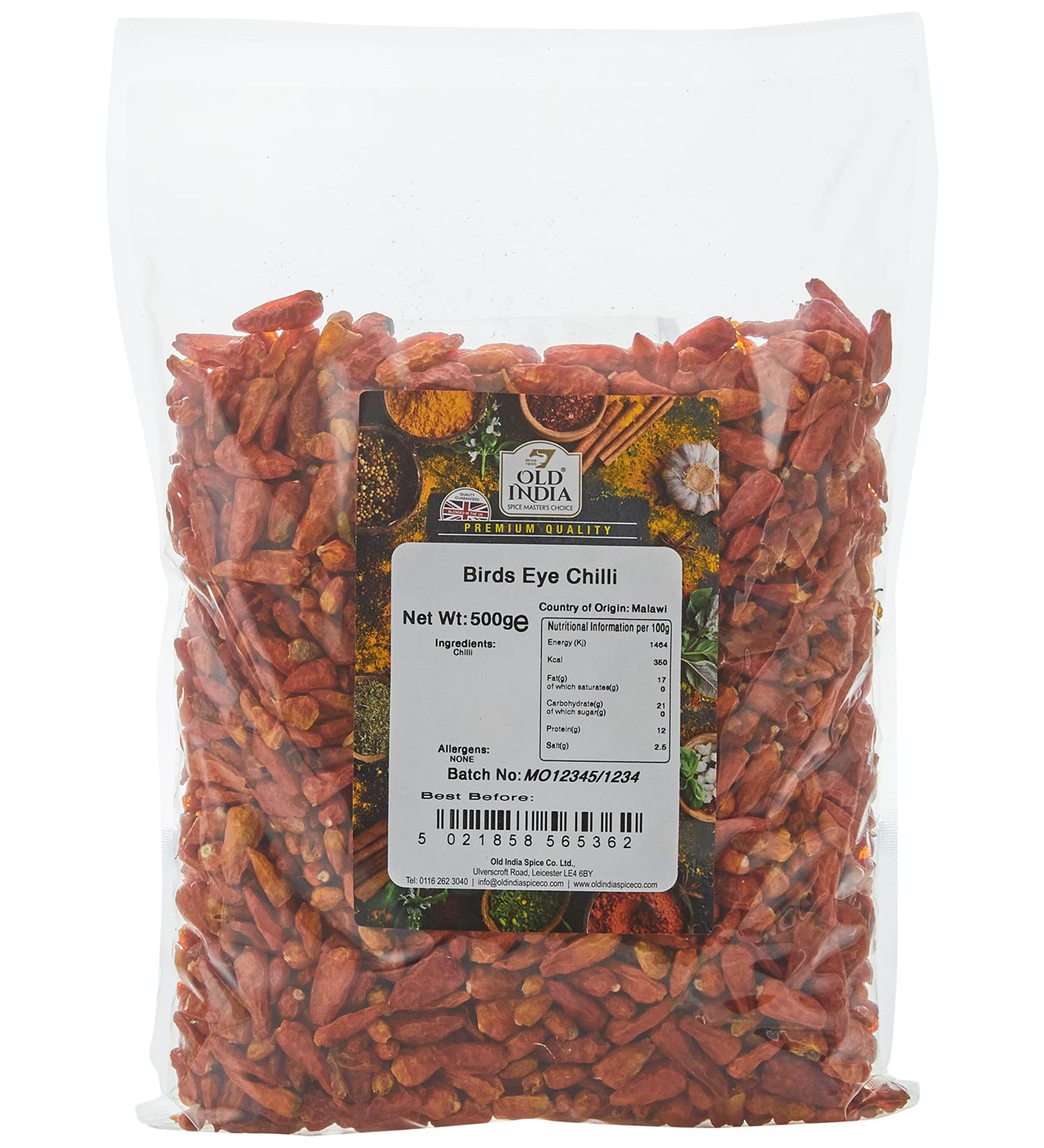 Old India Birds Eye Chilli 500g - Premium Quality Spice for Authentic Flavors | Pack of 1 - Buy Online on GoSupps.com
