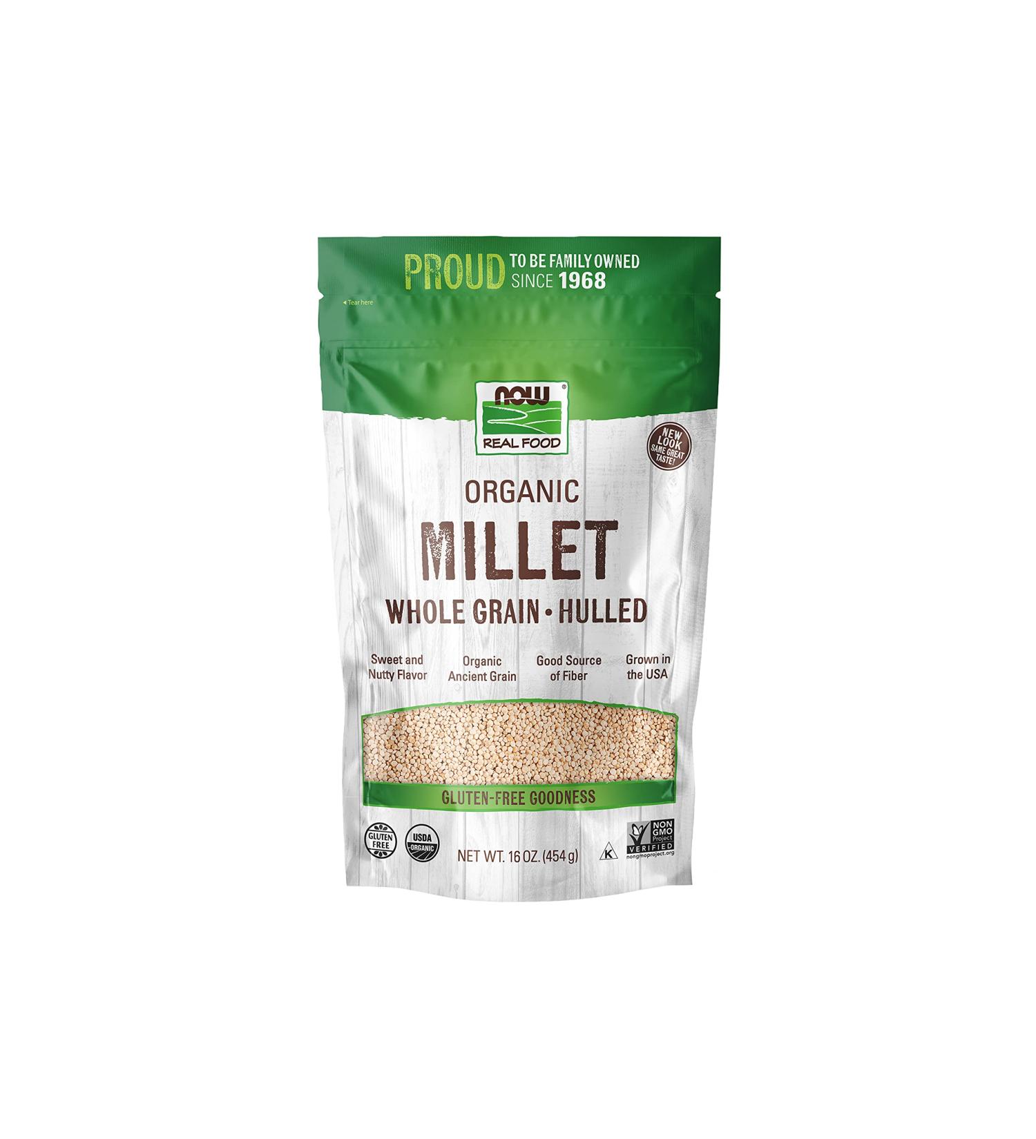 Now Foods Organic Millet Whole Grain - Gluten Free 16 oz (454 g) | Premium Healthy Grain - Buy Online on GoSupps.com