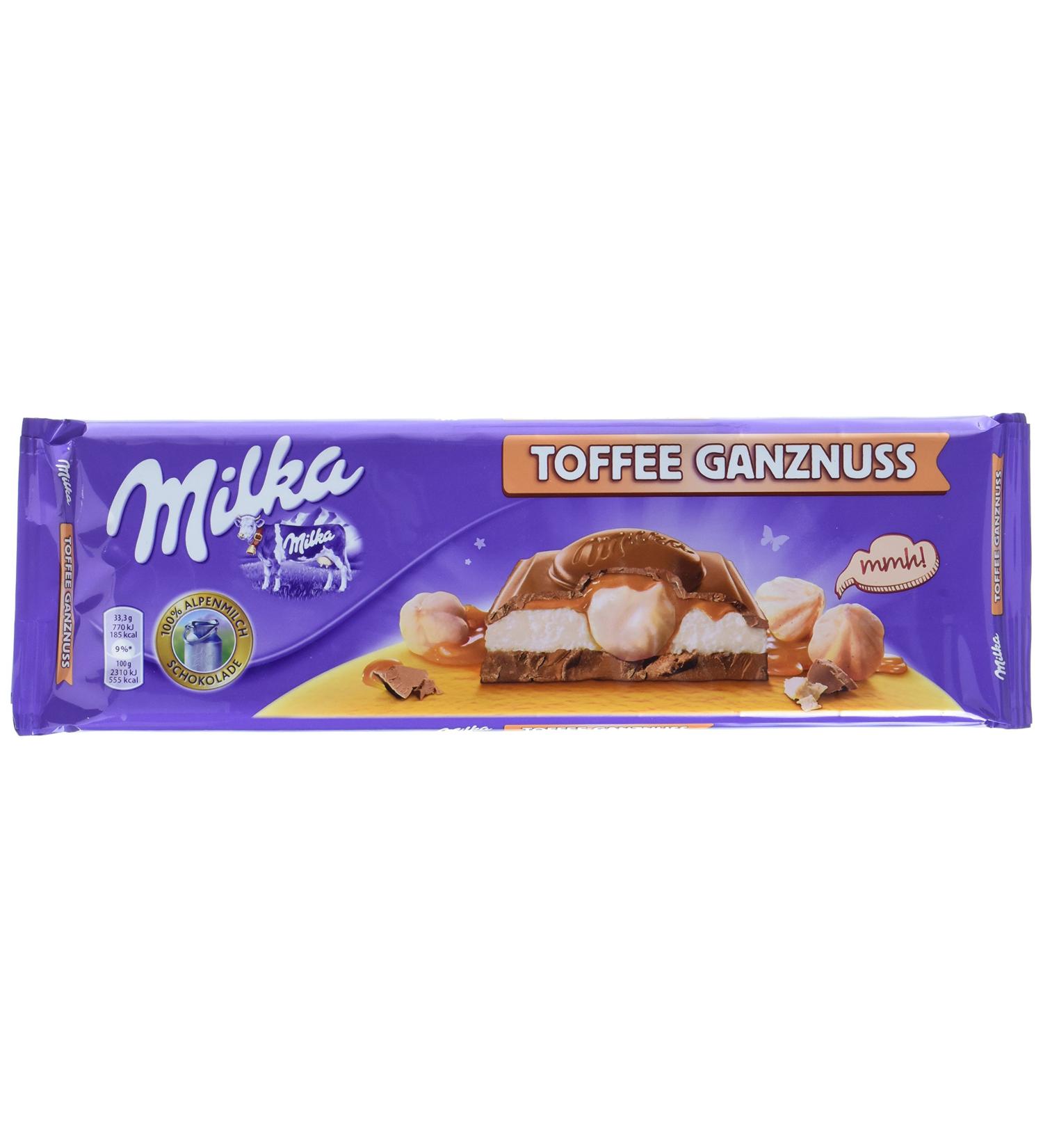 Buy Milka Toffee Whole Nut 4 x 300g - Creamy Caramel & Whole Hazelnuts Chocolate Bar | International Shipping Available - Buy Online on GoSupps.com