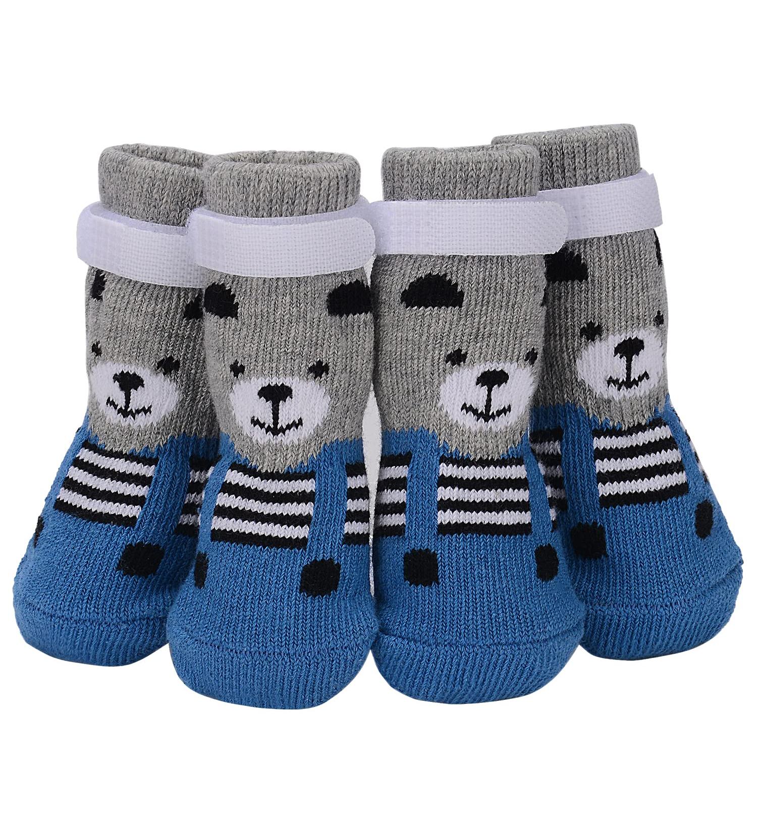Petloft Anti-Slip Dog Socks - Slide-Resistant Indoor Socks for Small to Medium Dogs & Cats | Adjustable Fastening Tape - 4XL Gray Paw - Buy Online on GoSupps.com