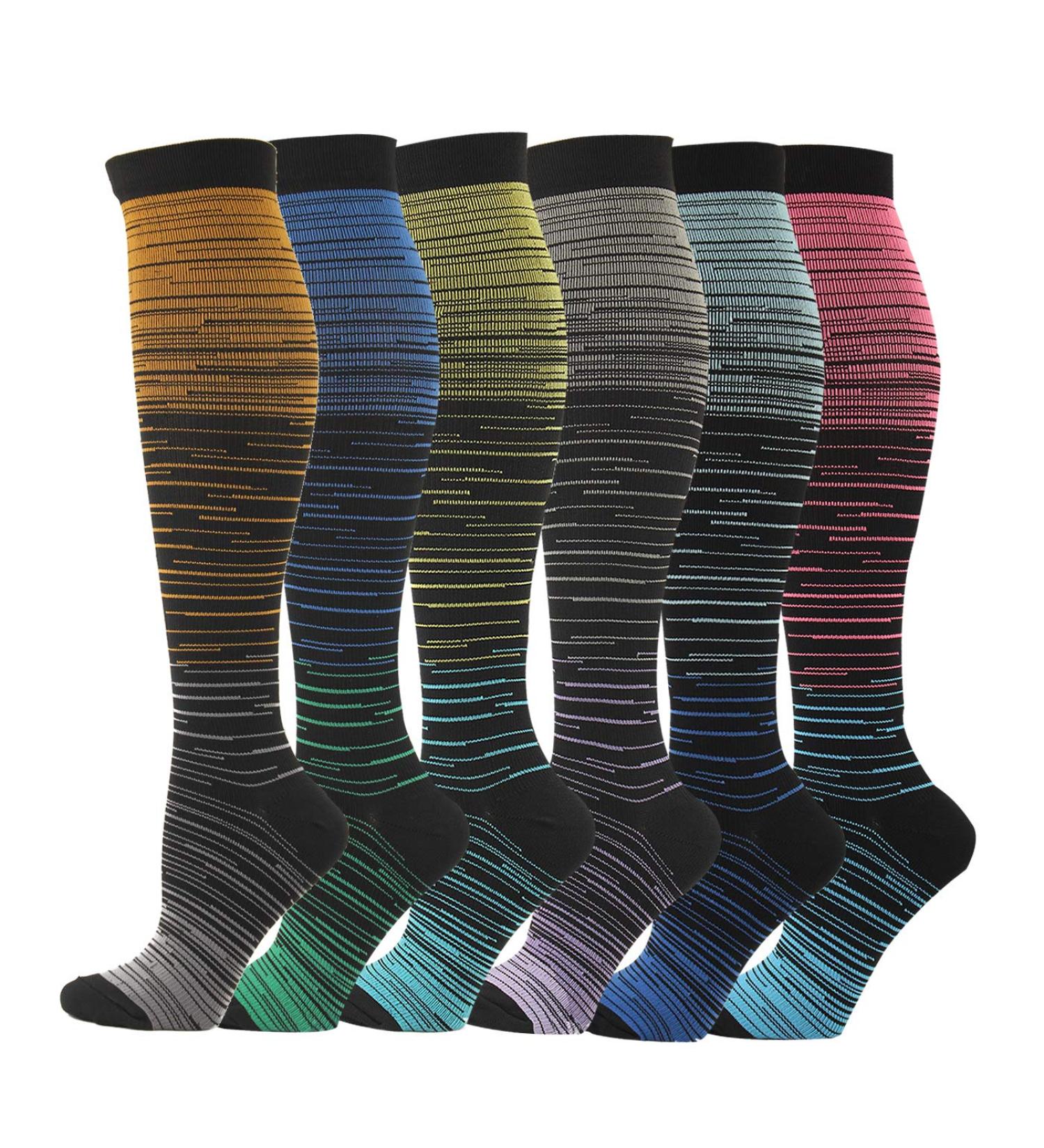 YYW Compression Stockings for Men & Women - 6 Pairs Calf Socks for Circulation Ideal for Running Nurses Air Travel & Pregnancy - 20-25 mmHg - Buy Online on GoSupps.com