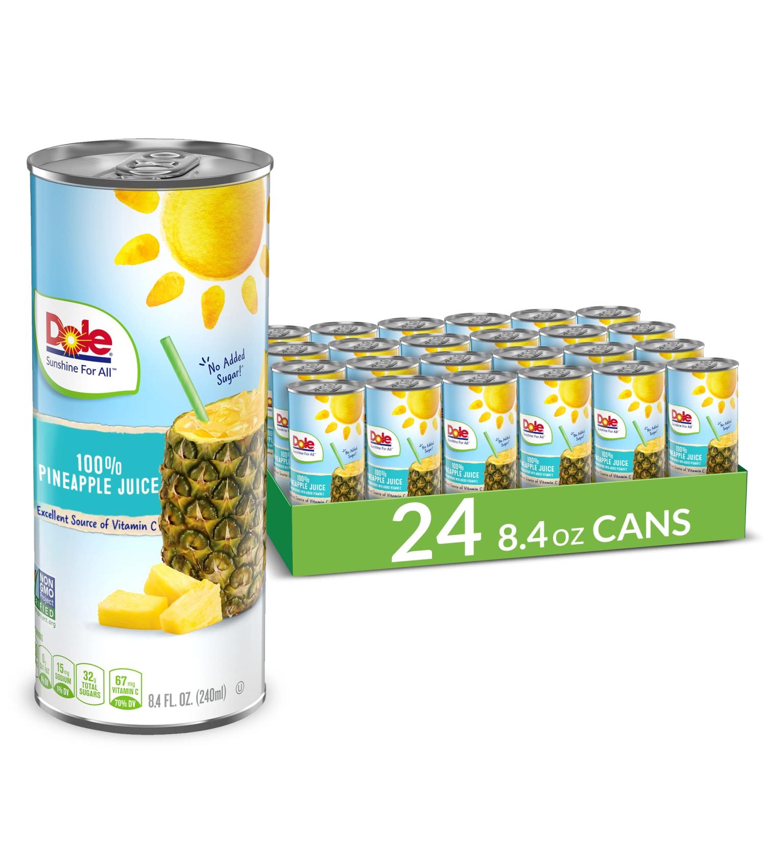 Dole 100% Pineapple Juice - 8.4 Fl Oz Cans (Pack of 24) | 100% Fruit Juice with Added Vitamin C - Buy Online on GoSupps.com