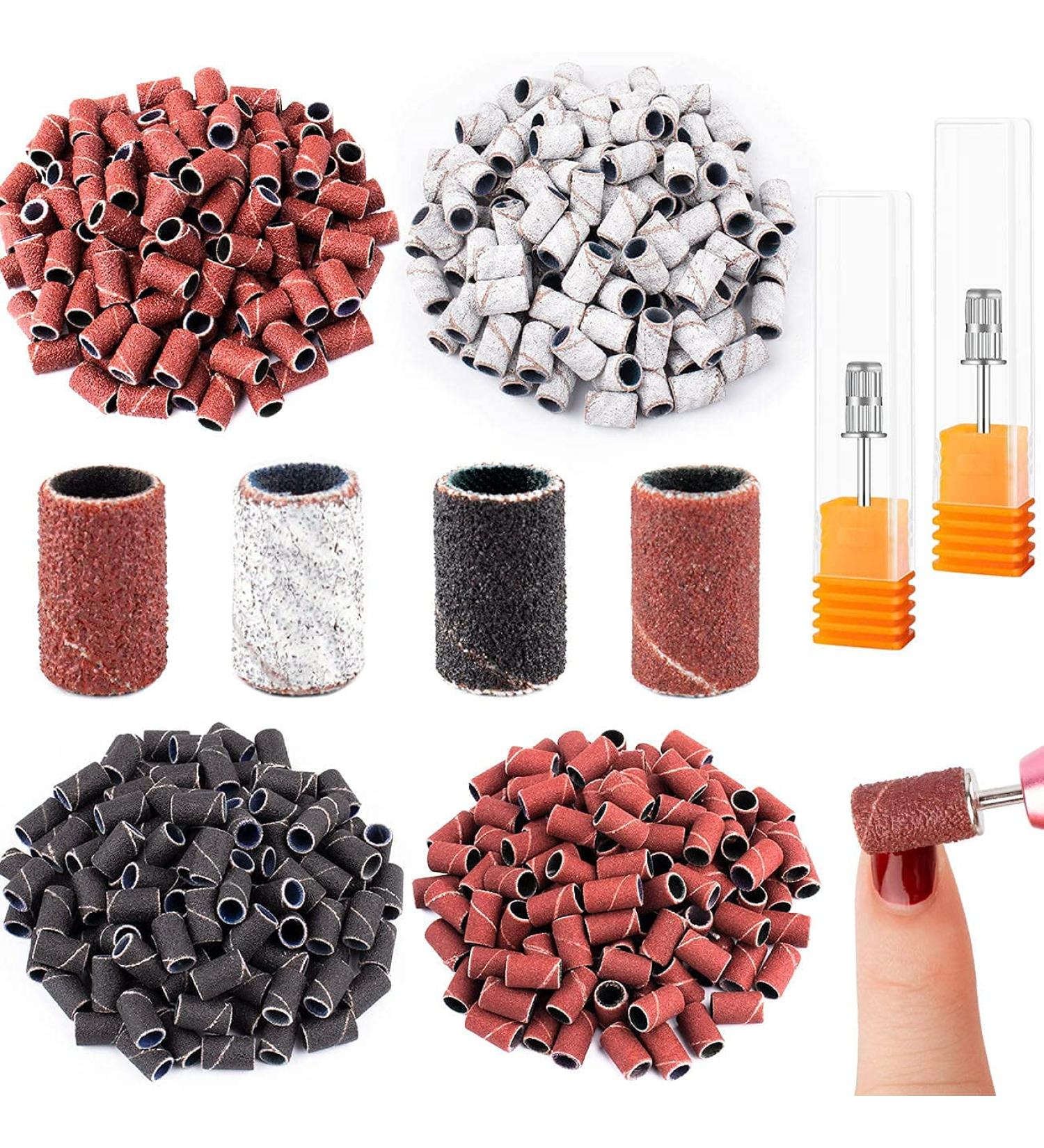 Rolybag 400-Piece Nail Sanding Bands Set | 4 Color Grit 80#120#180#240# | Professional Efile Sanding Kit with 2 Nail Drill Bits - Buy Online on GoSupps.com