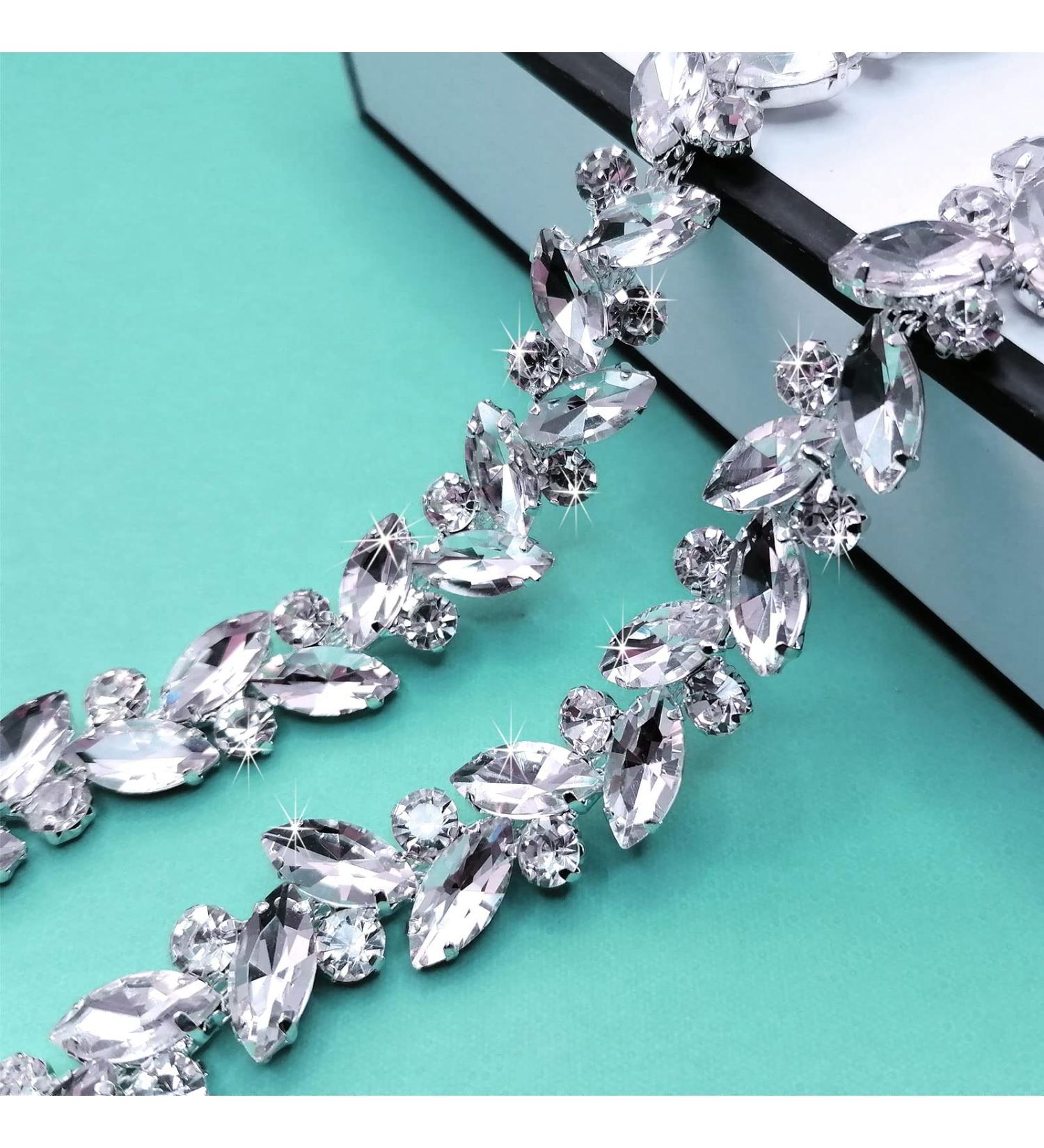Yhsheen 1 Yard Rhinestone Trim for Wedding & Party Decor - Sparkly Crystal Chain for Bridal Costume & Clothing Accessories - Buy Online on GoSupps.com