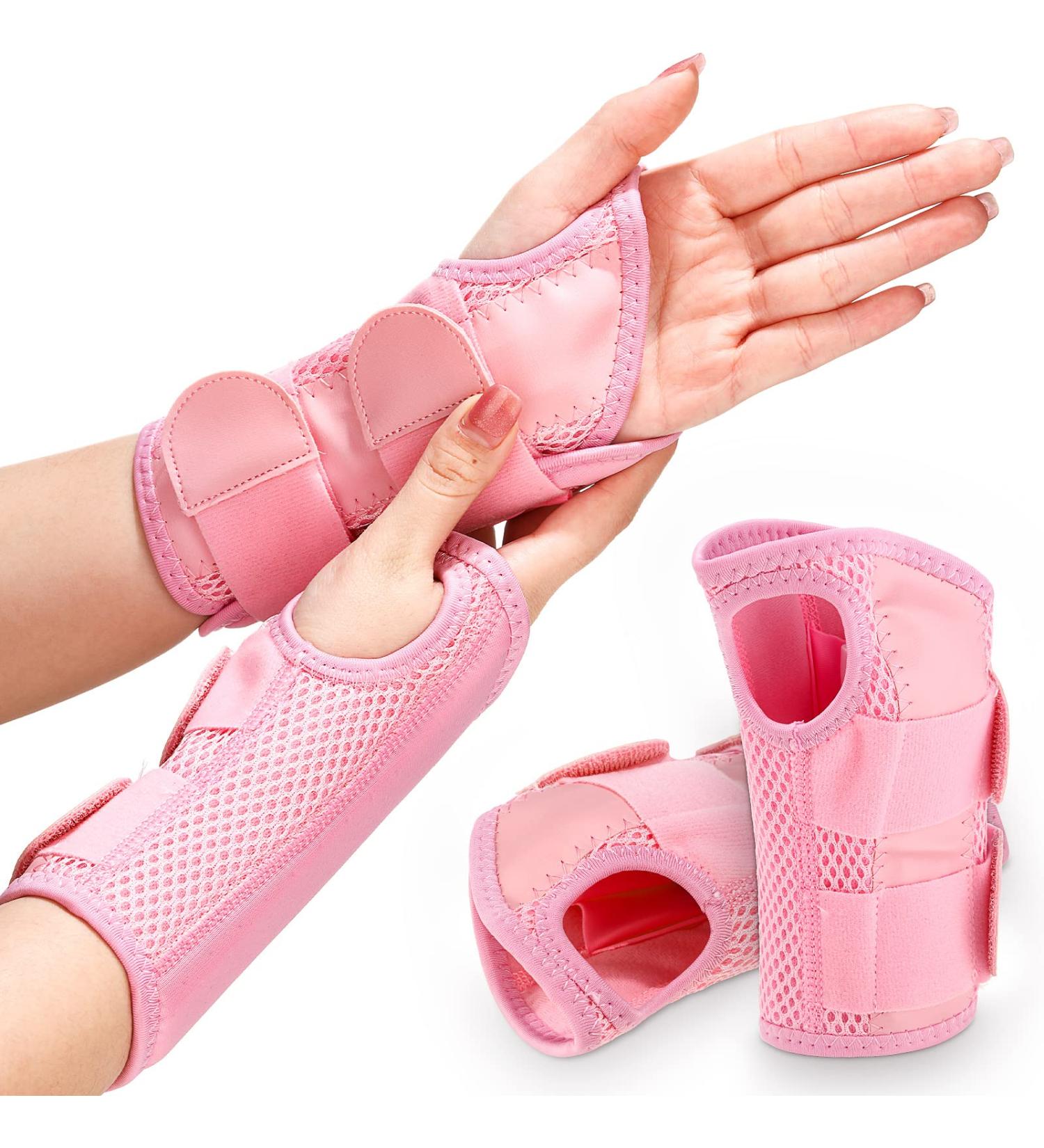 Wrist Brace for Carpal Tunnel Relief - Adjustable Support for Men & Women | Night Sleep Protector - Pink Small/Medium - Buy Online on GoSupps.com