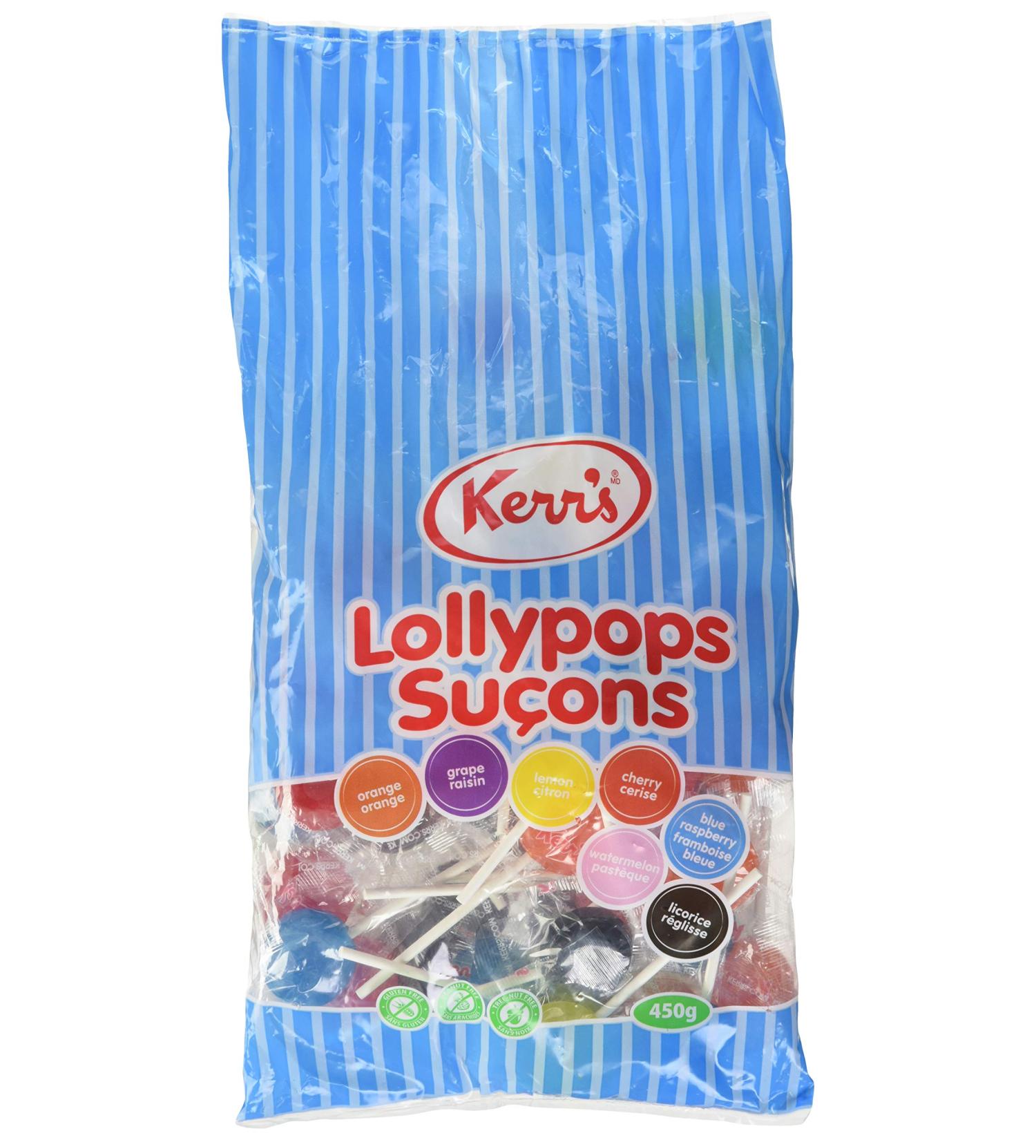 Kerr's Assorted Lollypops with 7 Different Flavors of Blue Raspberry Lemon Lime Cherry Grape and Liquorice Proudly Made in Canada (2 - Bags) 2 Count (Pack of 1) - Buy Online on GoSupps.com