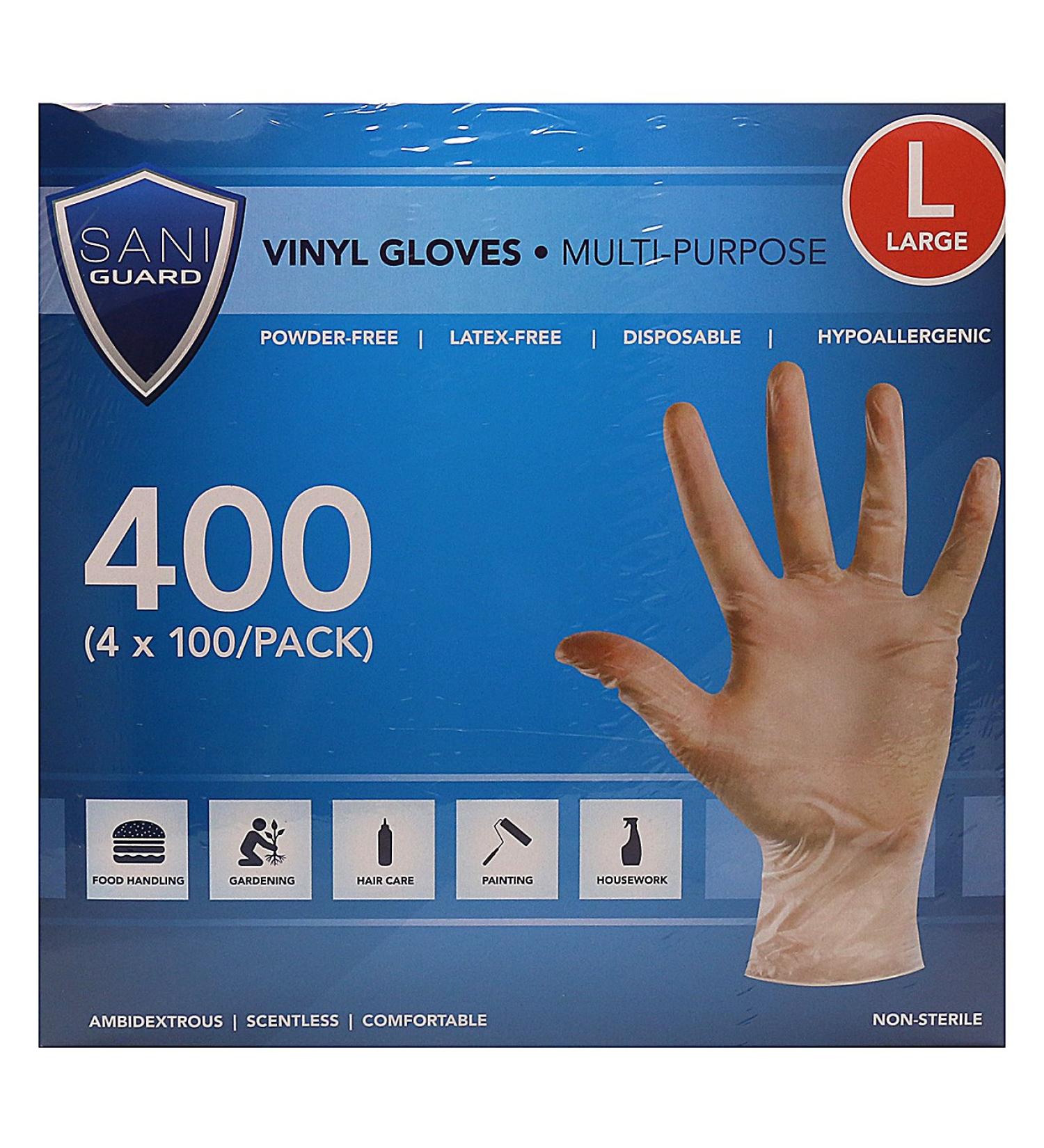 Sani Guard Unisex Sani GuardGloves 100 Count (Pack of 4) White