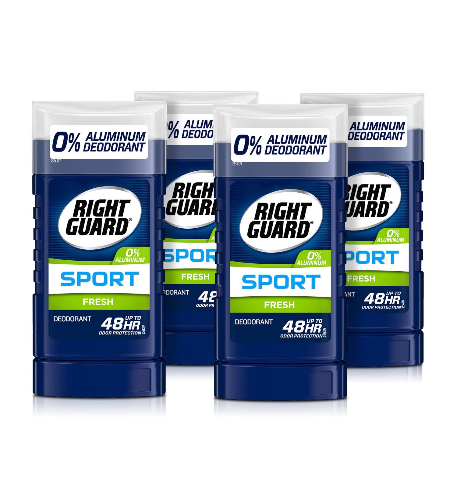 Right Guard Sport Aluminum-Free Deodorant Invisible Solid Stick 3 oz - Fresh Scent - 4 Count Pack - Buy Online on GoSupps.com