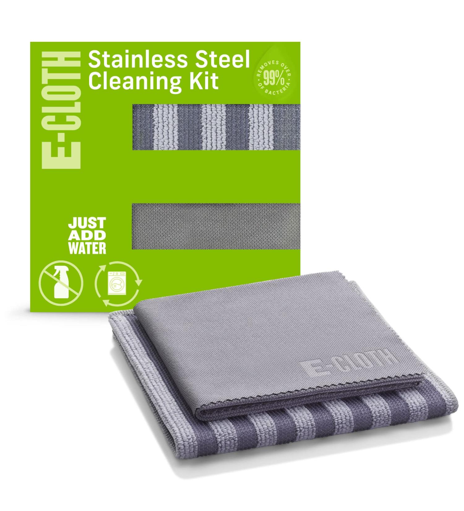 E-Cloth Stainless Steel Cleaning Kit - Microfiber Cleaner for Oven, Stove & Refrigerators - Washable & Reusable - 100 Wash Promise - Cleaning & Polishing Set - Buy Online on GoSupps.com