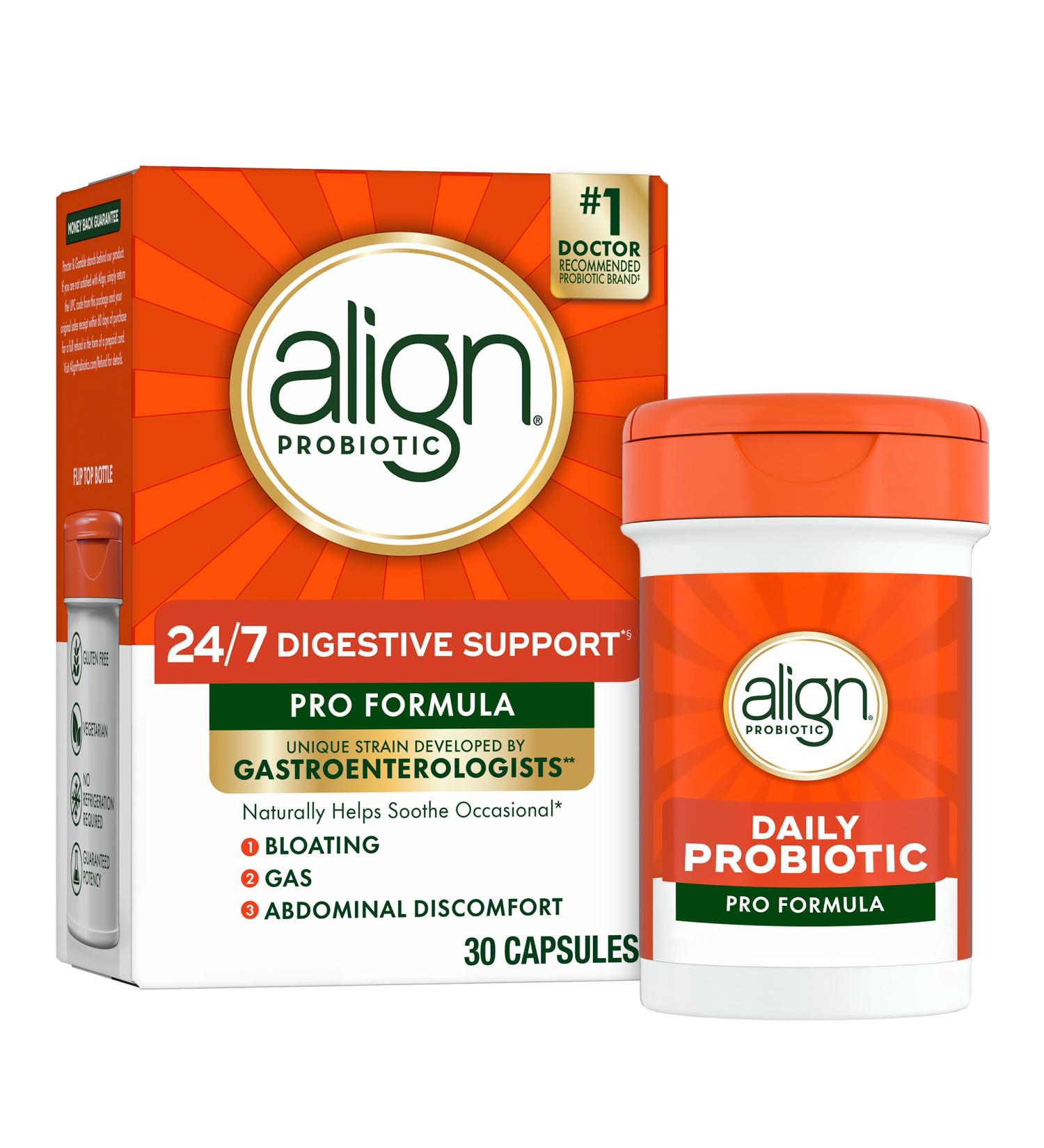 Align Probiotic Pro Formula Probiotics for Women and Men Probiotics for Digestive Health Men and Womens Probiotic Capsules Help Relieve Occasional Bloating & Gas* 30 Capsules 30 Count (Pack of 1) - Buy Online on GoSupps.com