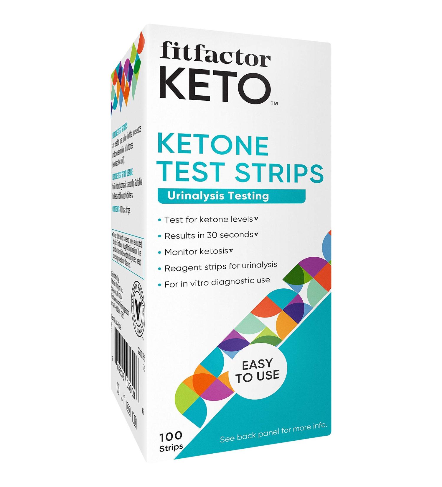 Fitfactor Keto Ketone Test Strips - 100 Urinalysis Strips for Keto Diet & Ketosis Levels - Buy Online on GoSupps.com