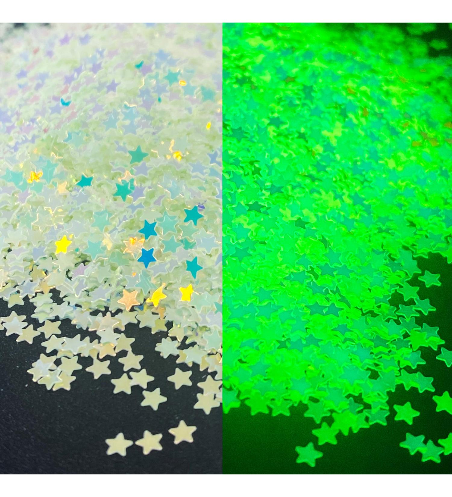 Glow in The Dark Star Shape Glitter Cosmetic Glitter Phosphorescent Glitter for tumblers Art (1oz)