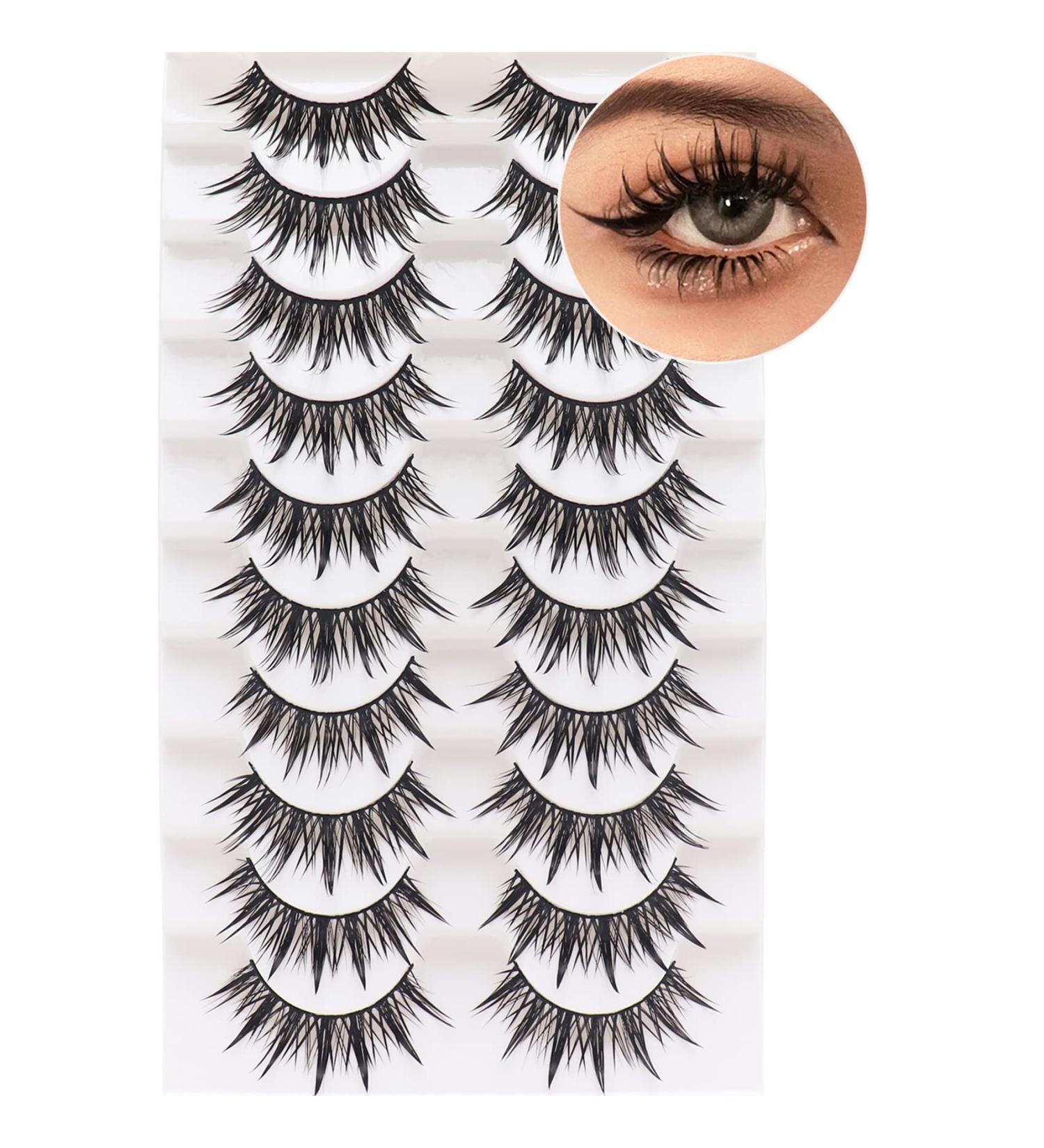 Losha 18mm Spiky Anime Fake Eyelashes 10 Pairs Handmade Faux Mink Lashes Pack - 02 Wet Look Lashes - Buy Online on GoSupps.com