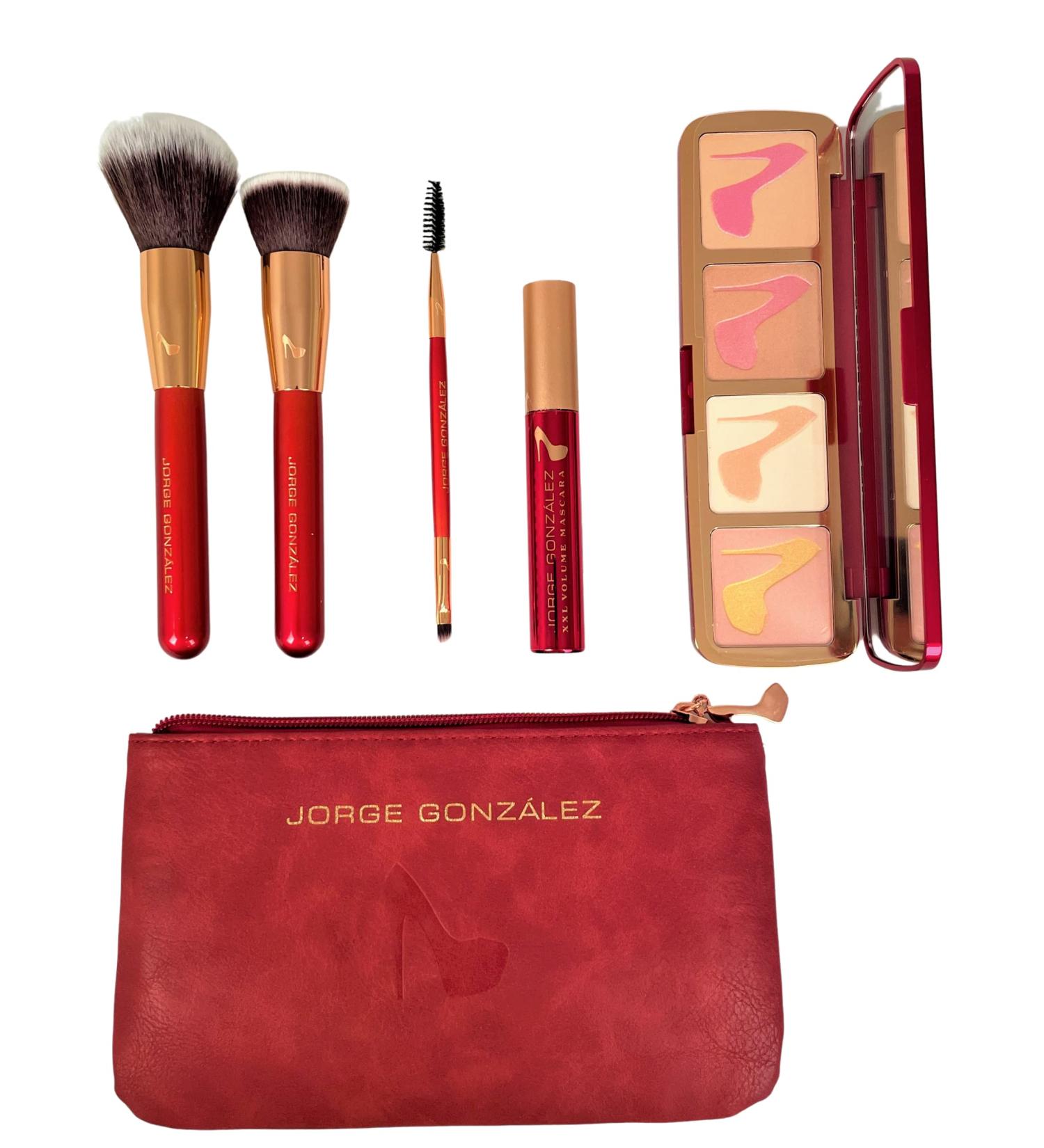 JORGE GONZALEZ Beauty Set | Highlighter Palette Makeup Brush Mascara & Bag - International Shipping Available - Buy Online on GoSupps.com