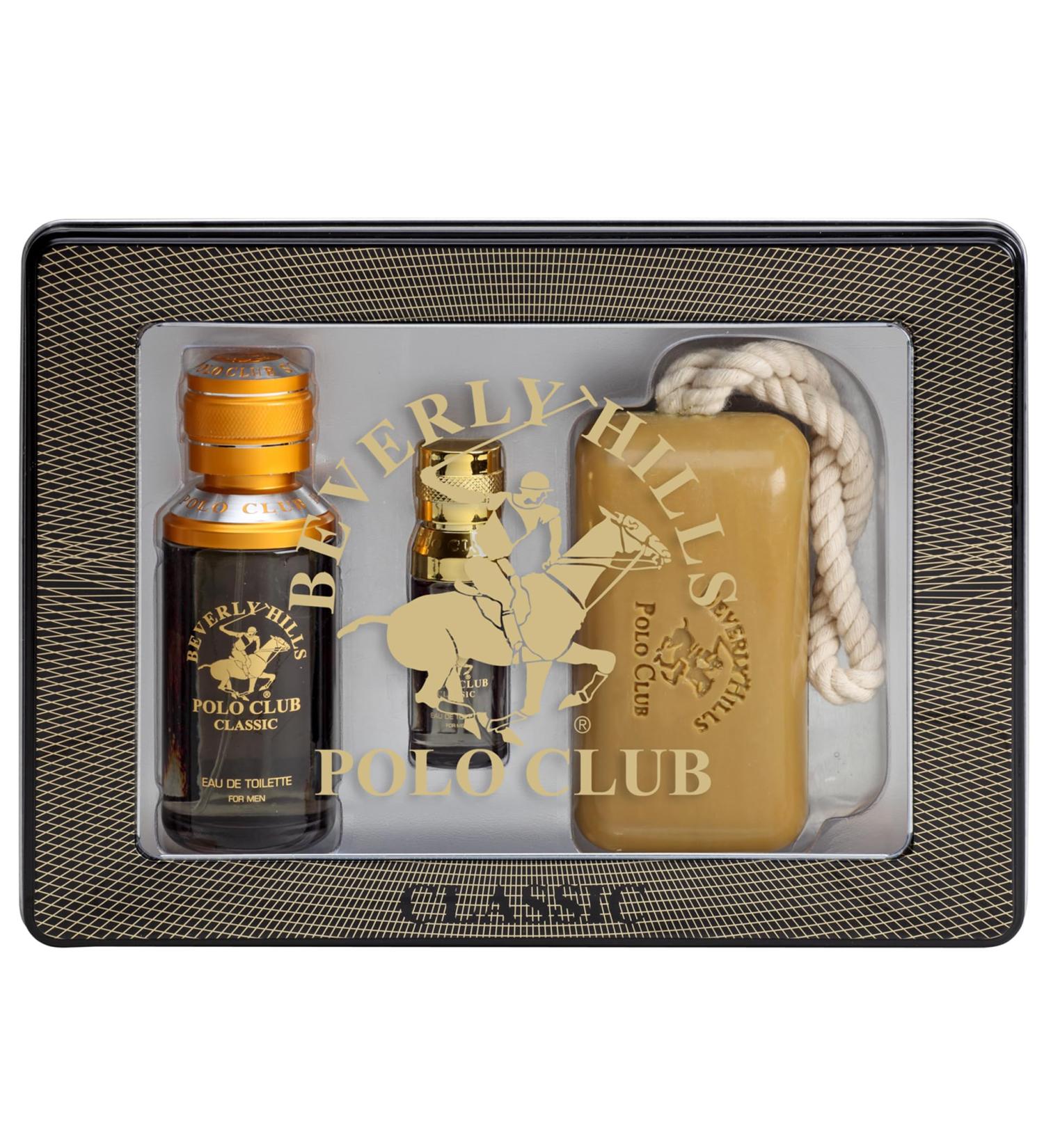 Beverly Hills Polo Club Classic Cologne Gift Set in Tin | 3 Piece 3.4oz Eau de Toilette Soap | BHPC