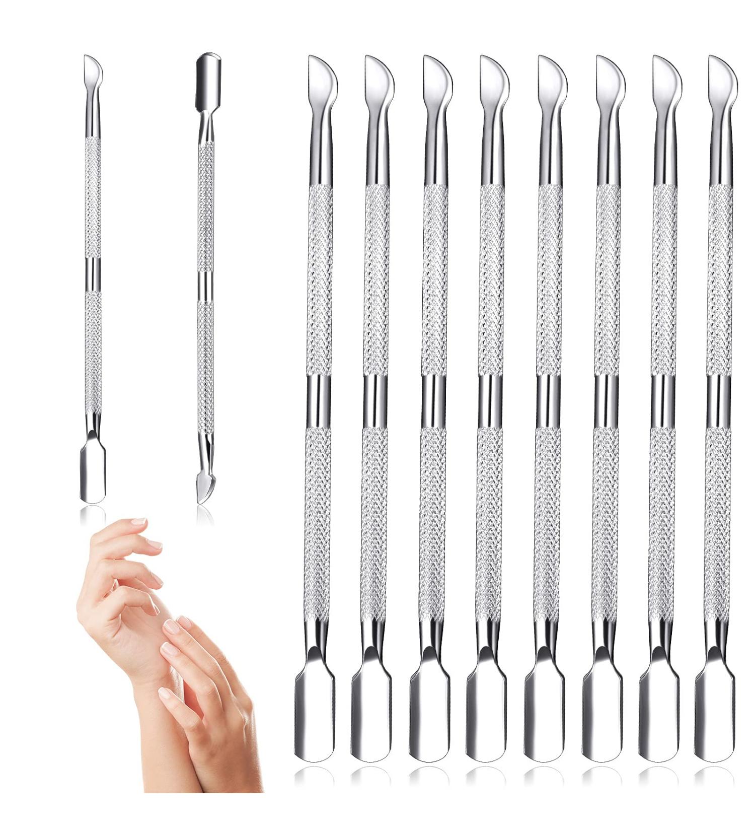Stainless Steel Nail Cuticle Pusher & Cutter Set - 8 Pieces | Manicure & Pedicure Tool Kit for Fingernail and Toenail Art - Silver - Buy Online on GoSupps.com