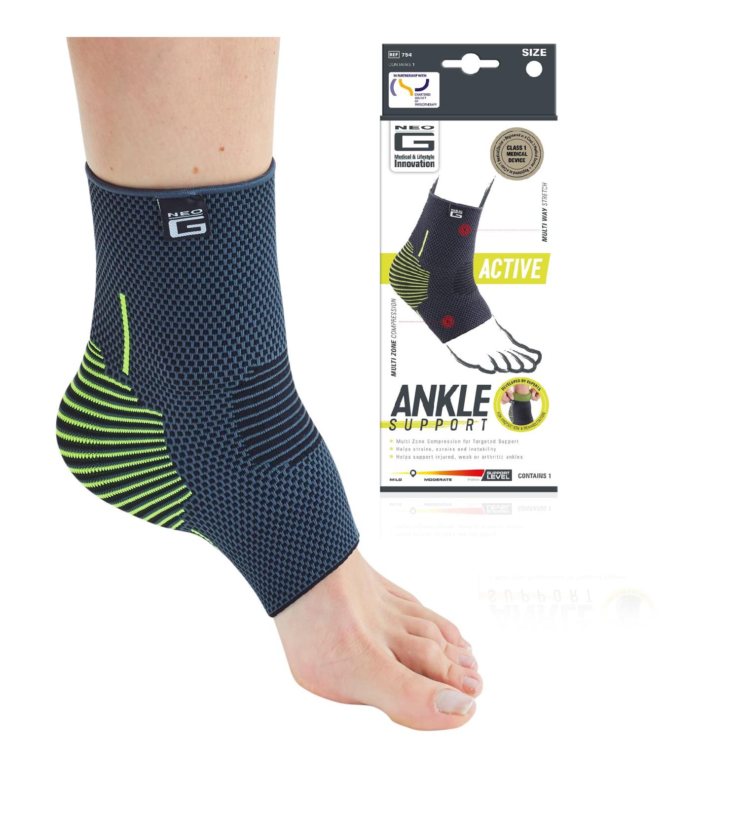 Neo-G Ankle Support Brace - Breathable Elastic Compression for Weak Ankles - Size L 23-27 CM/9.1-10.6 IN - Buy Online on GoSupps.com