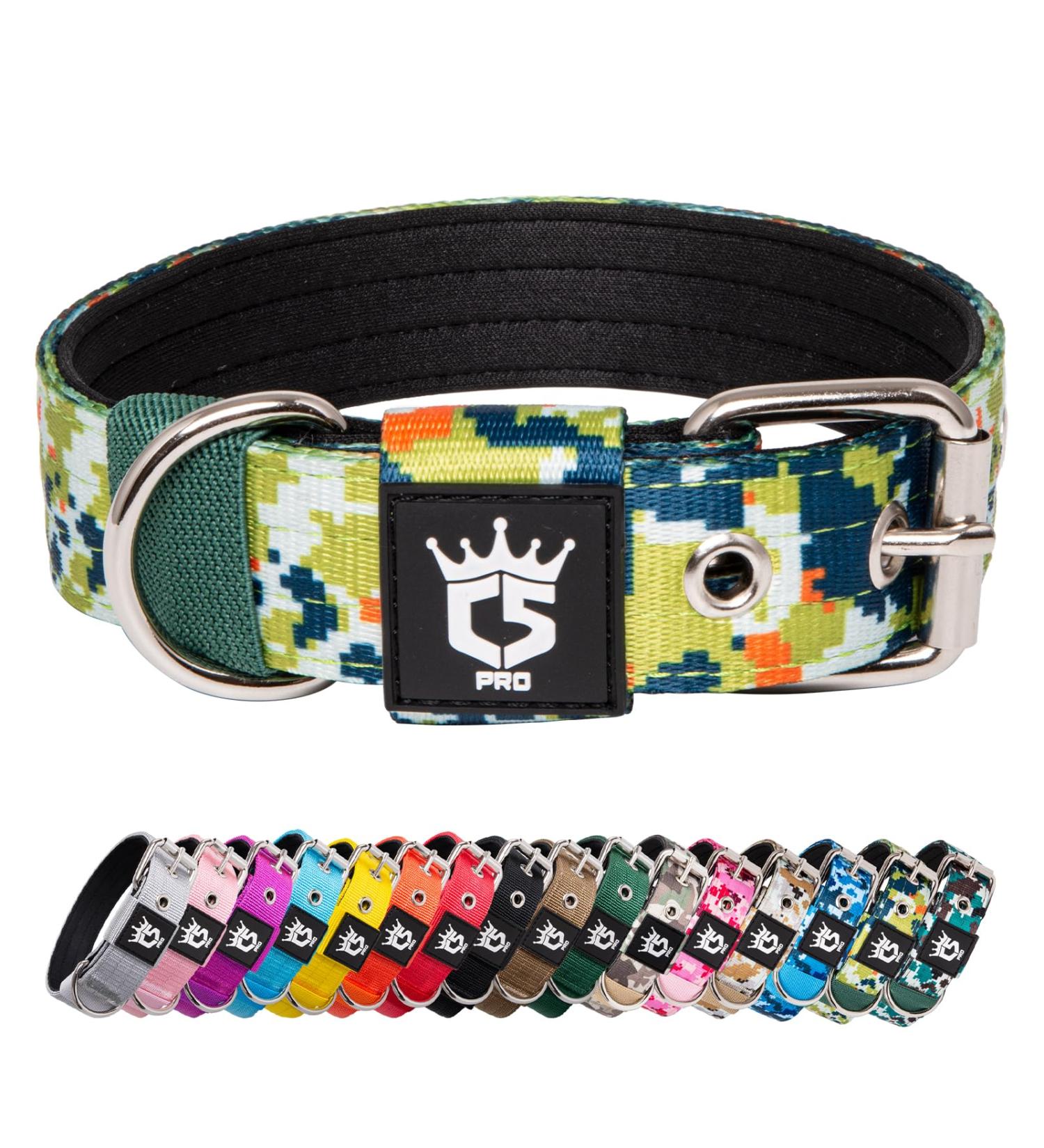 Buy Tspro Tactical Dog Collar - Military Standard 3.3cm Wide Adjustable Camo Green Strong Dog Collar with Metal Buckle | International Shipping - Buy Online on GoSupps.com