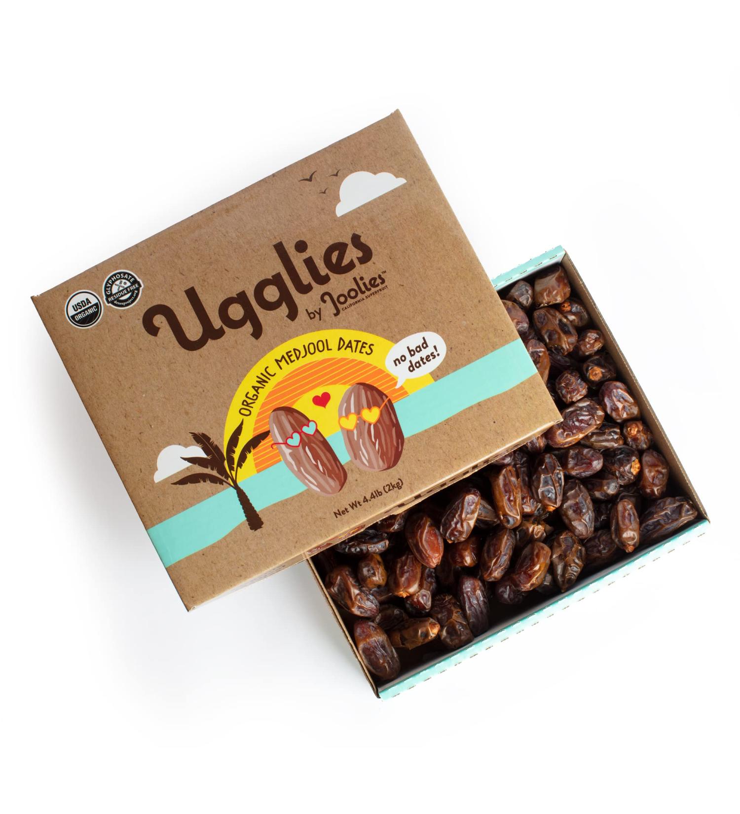 Joolies Organic Whole Medjool Dates - Ugglies 4.4lb Bulk Box | California Grown Fruit | Vegan, Gluten-Free, Paleo | No Sugar Added | Perfect Holiday Gift | 4.4lb Pack - Buy Online on GoSupps.com