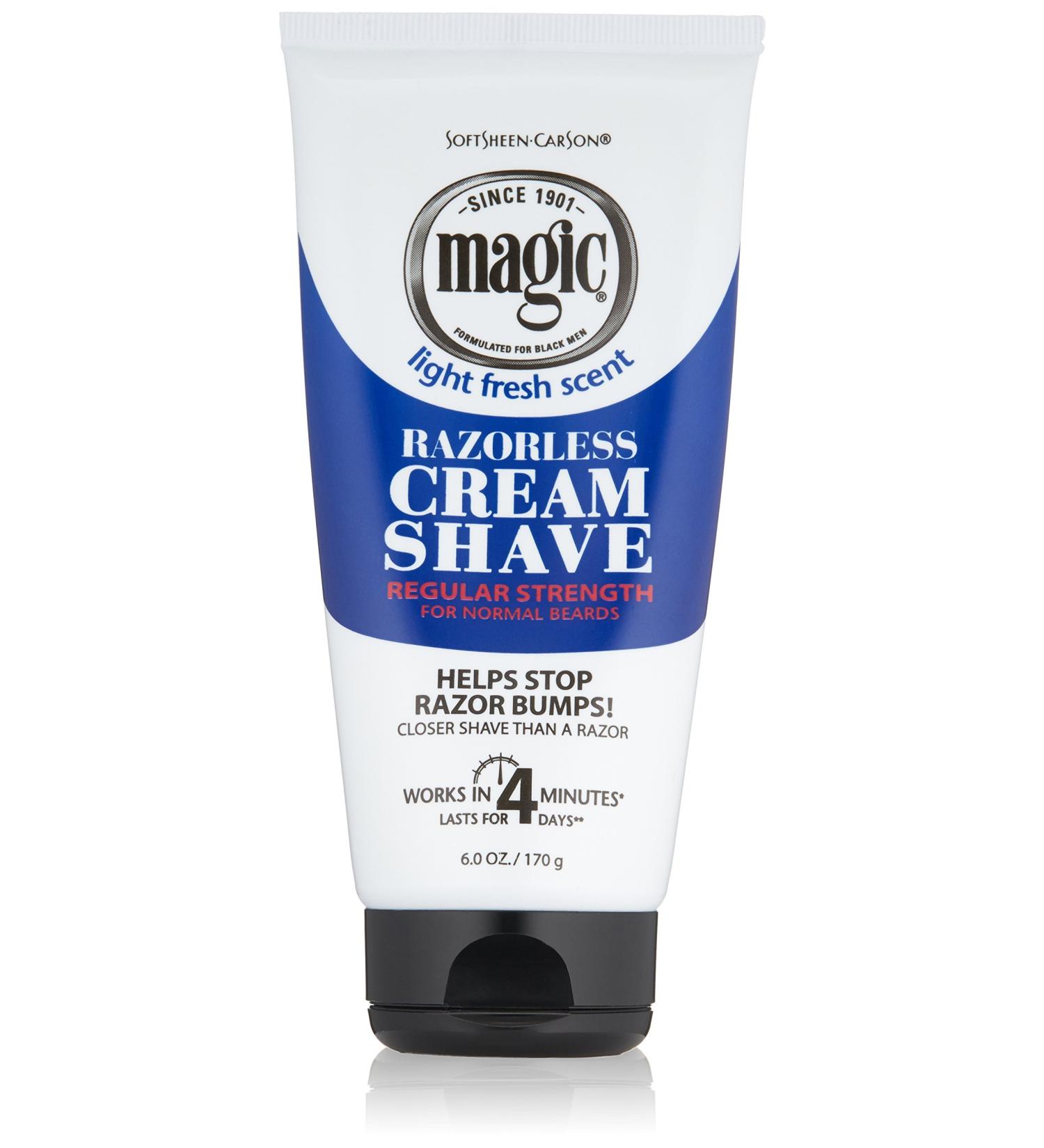 SoftSheen-Carson Magic Razorless Shaving Cream for Men - 6 oz Hair Removal Depilatory Cream - Regular Strength, Works in 4 Minutes - No Razor Needed - Buy Online on GoSupps.com