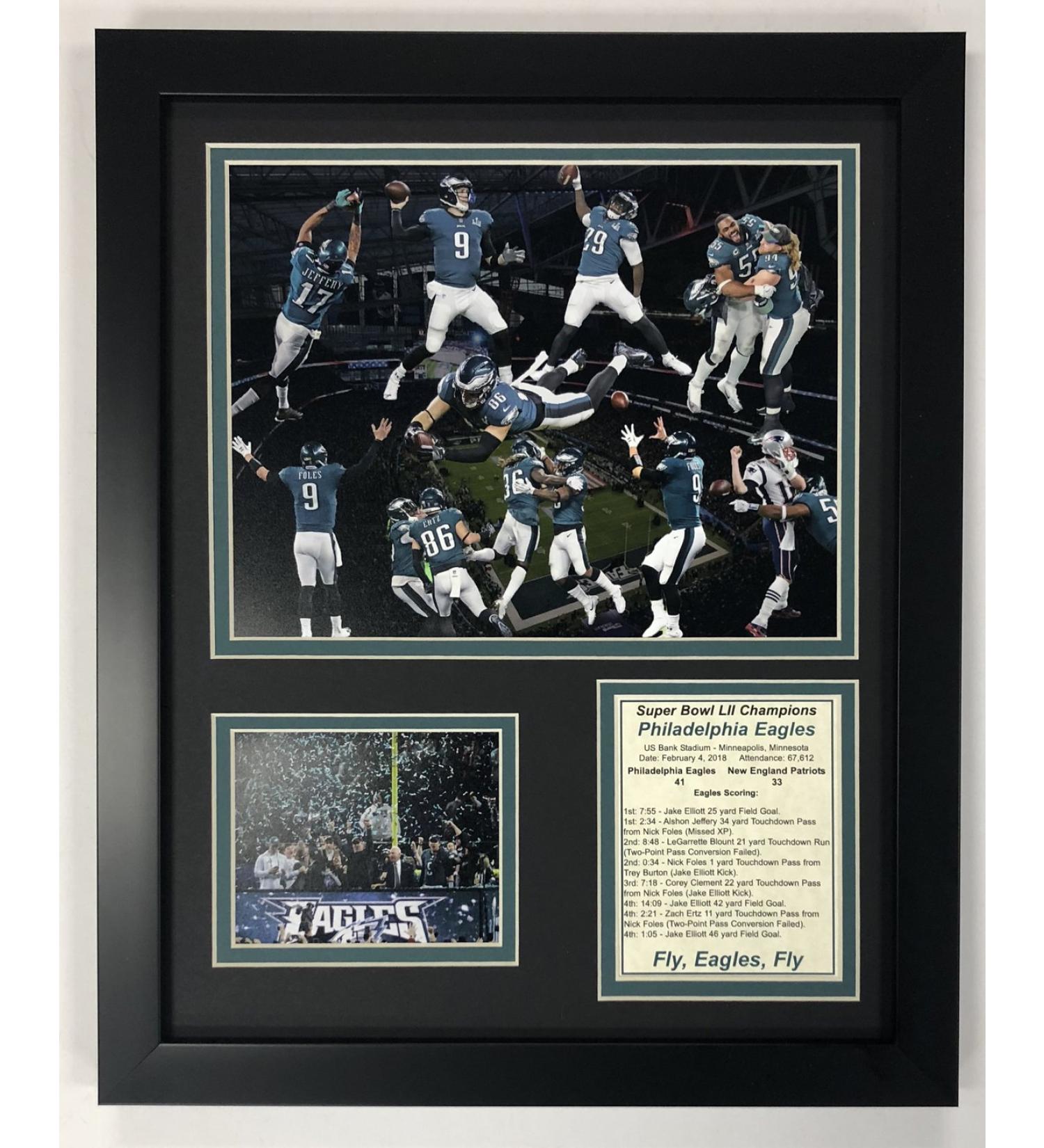 Legends Never Die Philadelphia Eagles Super Bowl 52 NFL Champions Collectible |Framed photo collage wall art decor-30.5 x 38.1 cm (11856U)