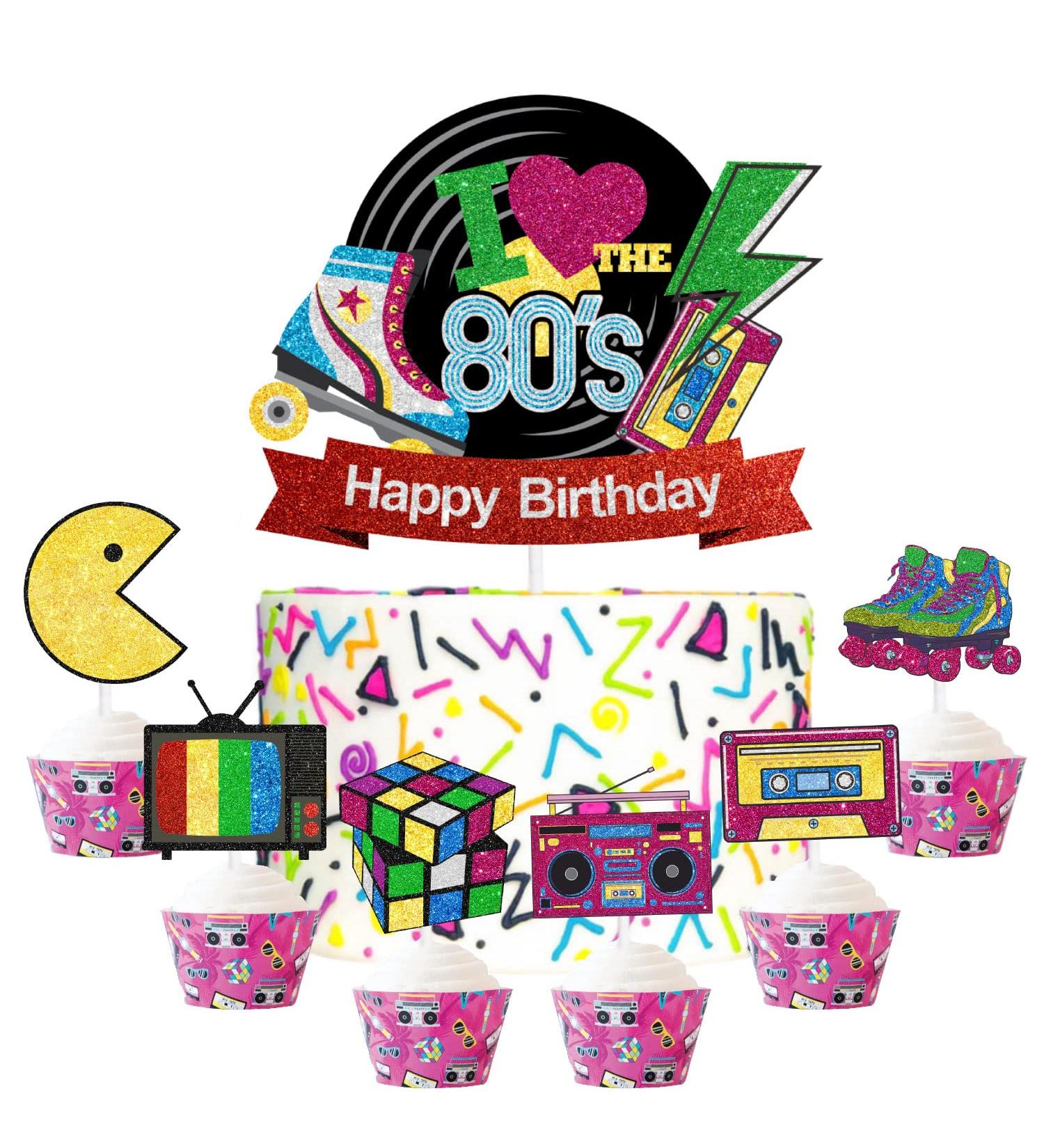 7pcs I Love 80s Cake Topper - Back to 80s Themed Birthday Party Hip Hop Decor- SugarGera - Buy Online on GoSupps.com