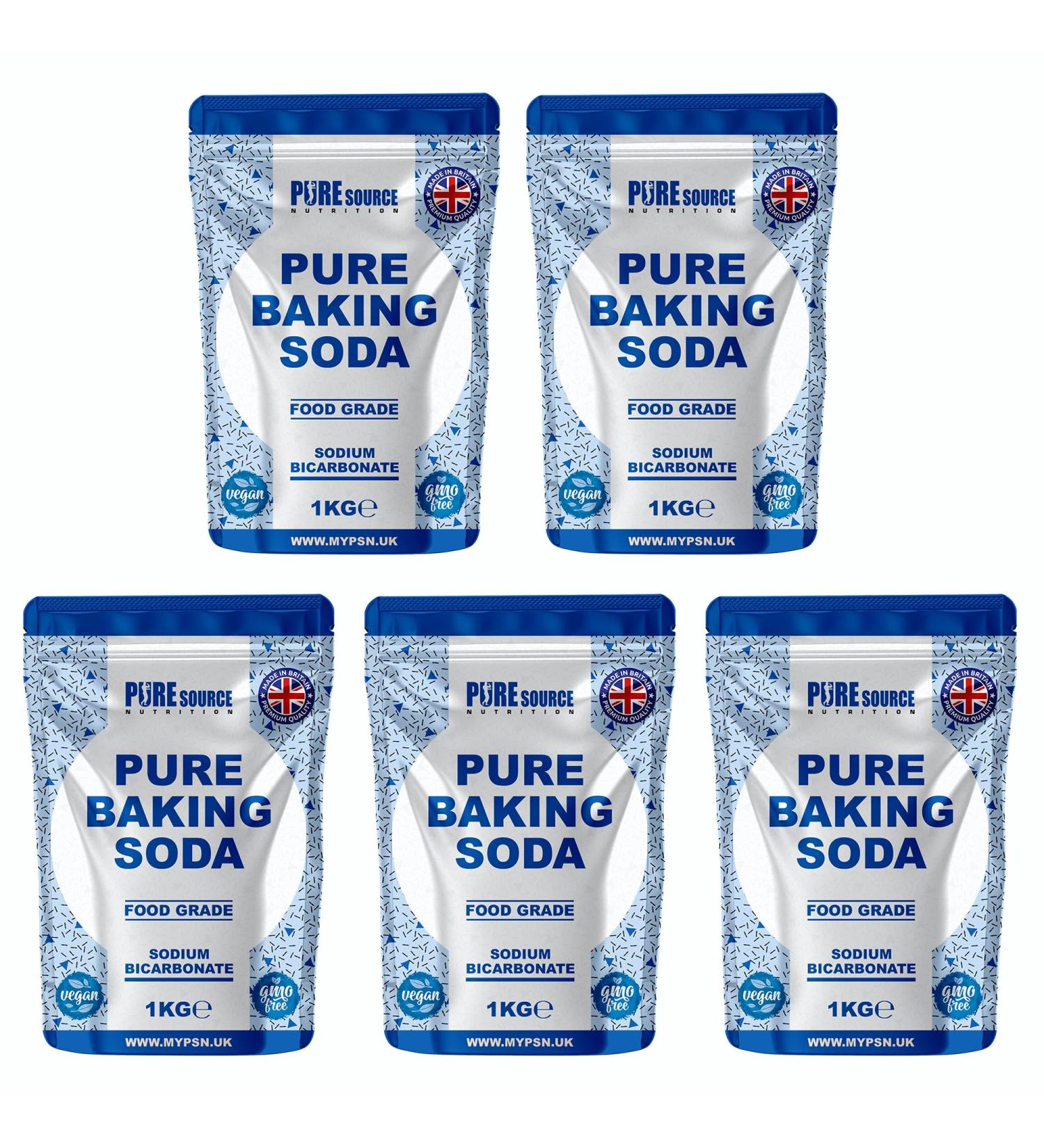 Pure Baking Soda 1KG x 5 5KG VEGAN 100% Sodium Bicarbonate of Soda Food Grade | Baking Soda for Cooking & Drinking & Cleaning | Aluminium Free | BPA Free | Raising Agent - Buy Online on GoSupps.com