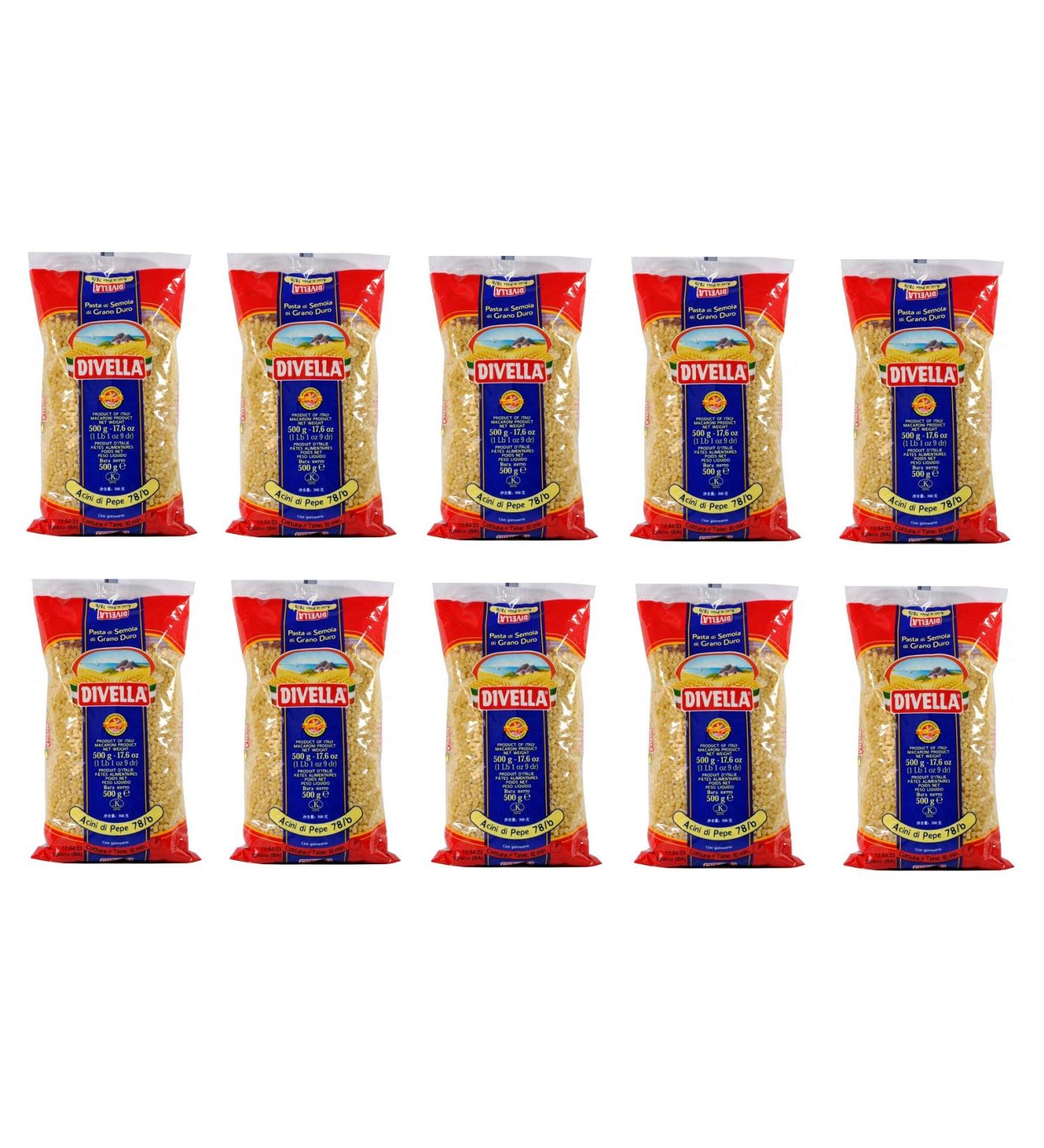 Divella Lot of 10 100% Italian Divella Pasta No. 78/B Pepper Acini 500 g