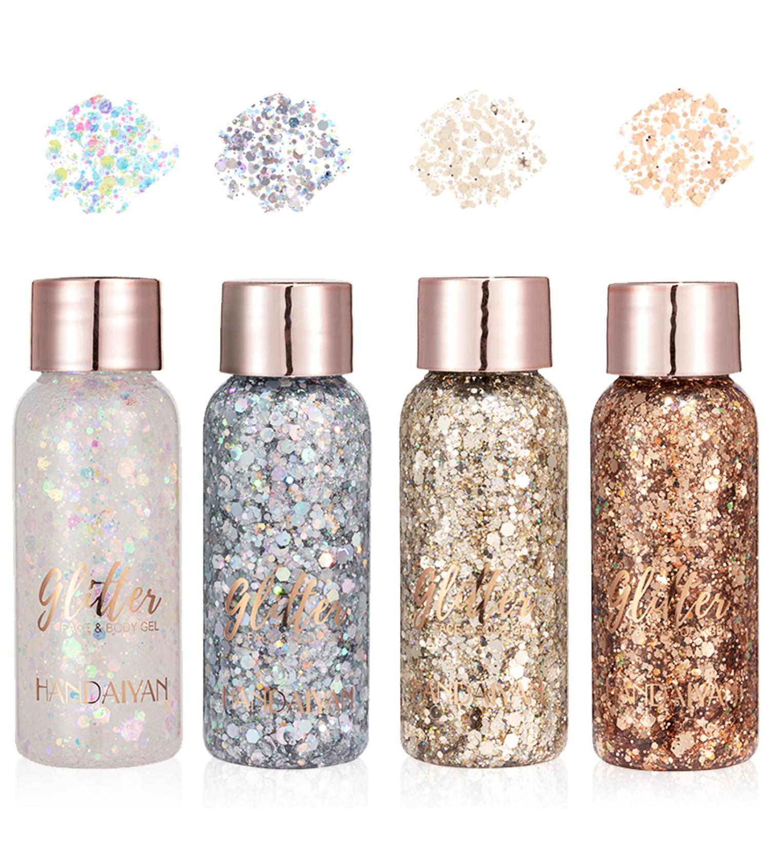 4-Piece Glitter Gel Set - Mermaid Sequins & Chunky Glitter for Face & Body Makeup | Perfect for Masquerade Parties - Buy Online on GoSupps.com