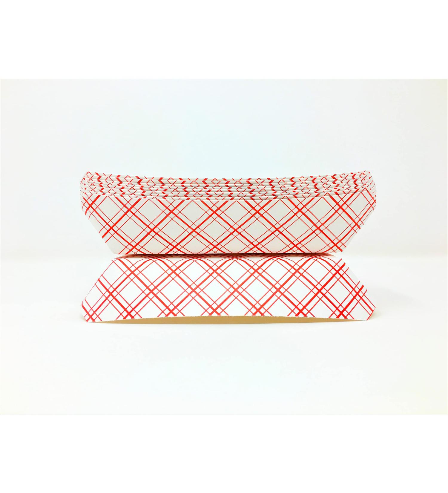 100 Pack Mr. Miracle 7 Inch Paper Hot Dog Tray Red/White Pattern - Disposable, Recyclable & Biodegradable - Made in USA - Buy Online on GoSupps.com