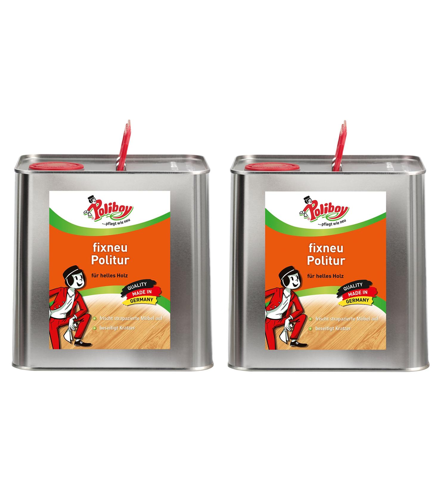 Poliboy - Fixneu furniture polish light - for light surfaces - eliminates scratches and freshens!- 5 liters (2x2.5l) - Made in Germany Hell 2.5 l (2 pack)