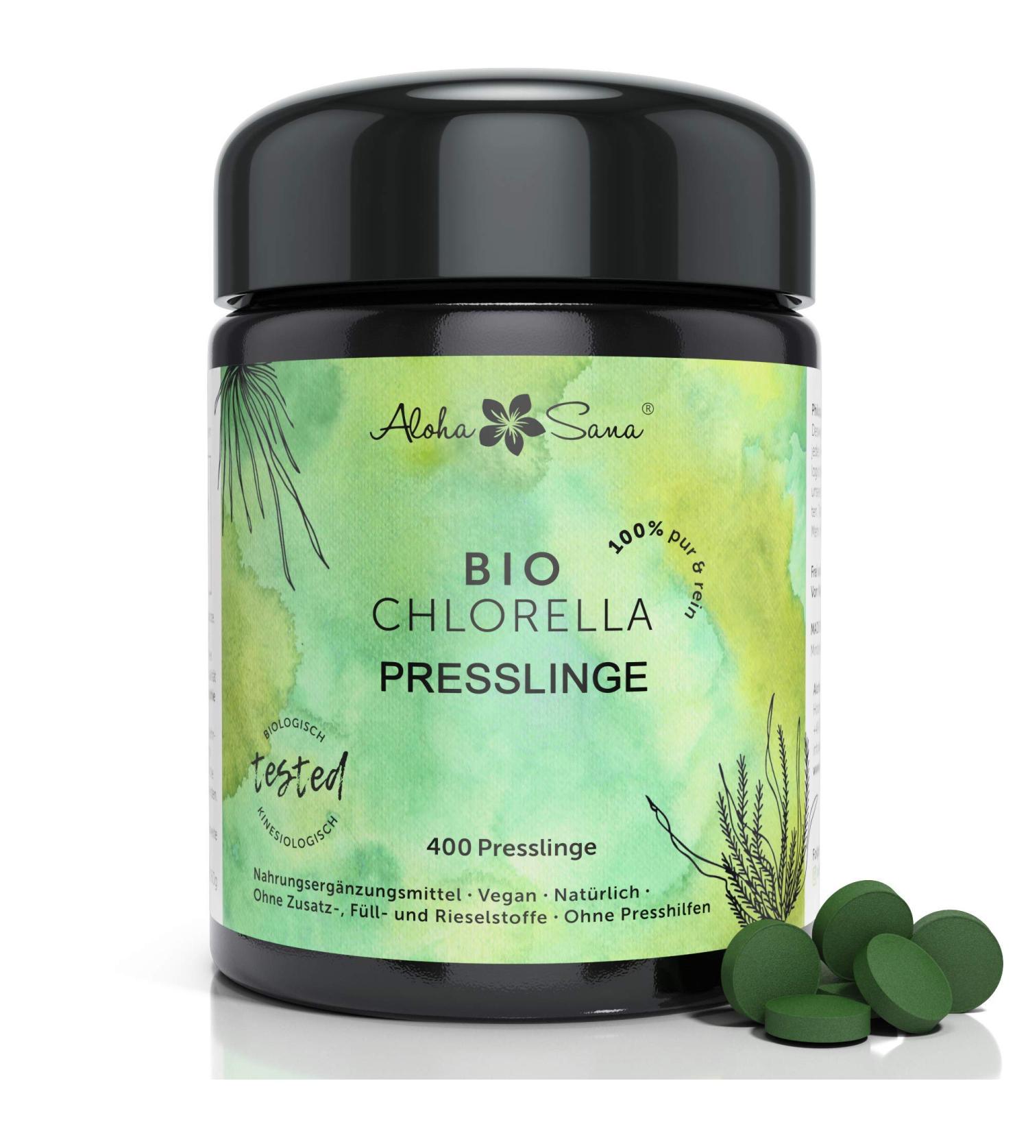 Aloha Sana Chlorella Tablets | 400mg Organic Algae | Vegan Additive-Free | Ultraviolet Glass Packaging | Laboratory Tested - Buy Online on GoSupps.com