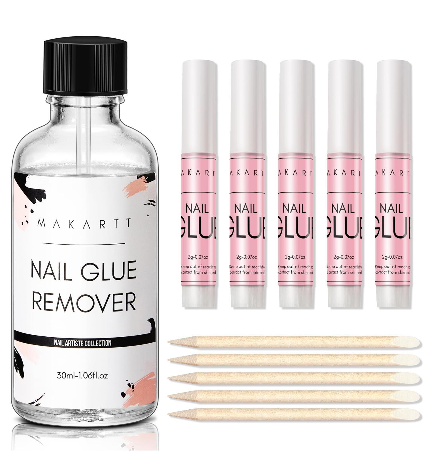 Makartt Nail Glue Remover Kit - 30ml Acetone-Free Remover & 5 Adhesive Tips for Artificial Nails - Buy Online on GoSupps.com