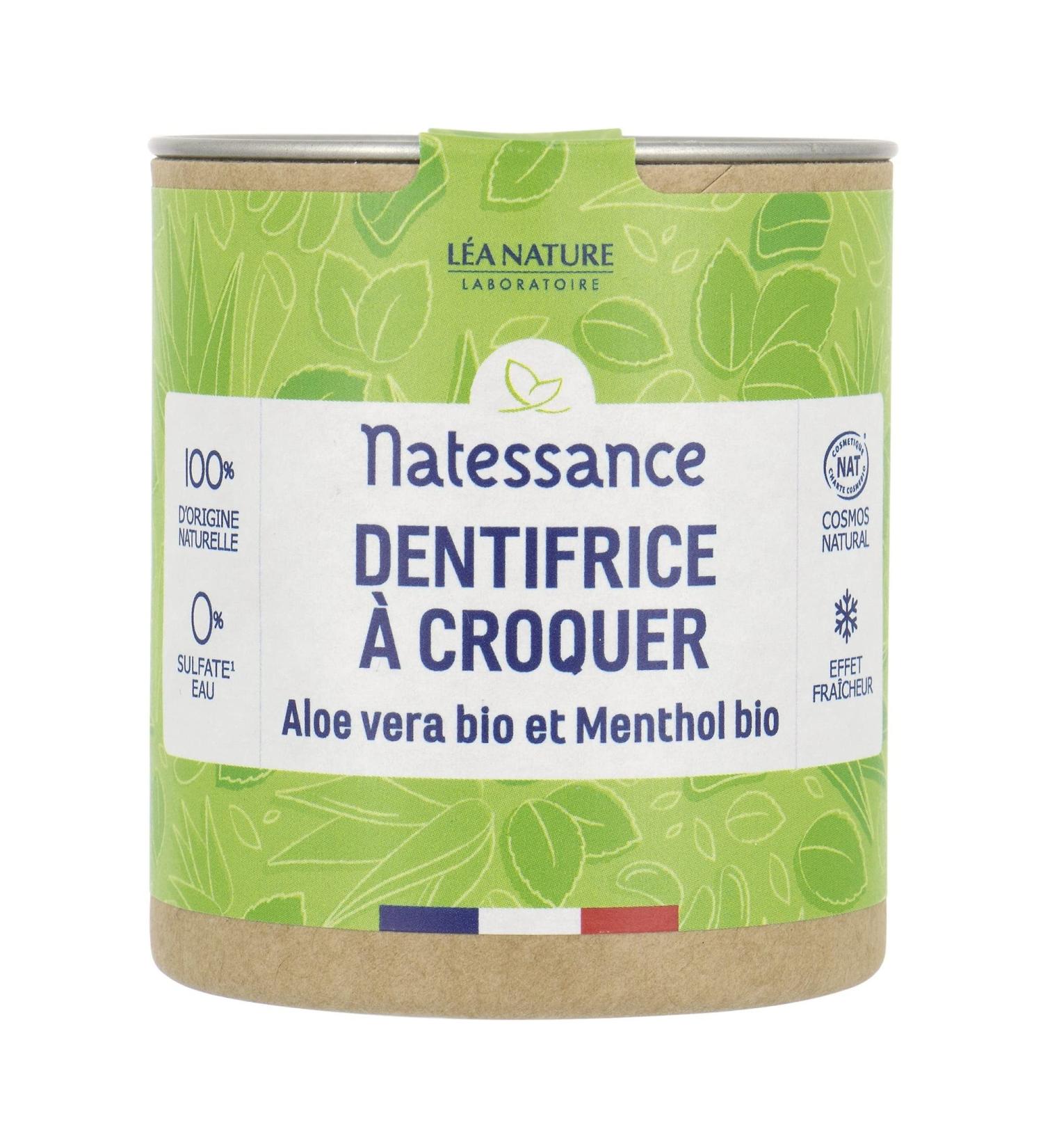 Natessance Organic Toothpaste Tablets - Aloe Vera & Menthol | 100% Recyclable | Bio Cosmos Certified | 80 Tablets Mint - Buy Online on GoSupps.com