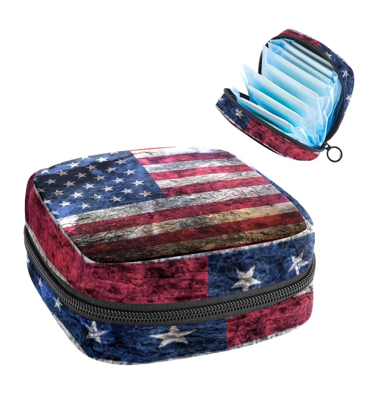 Shop Women's Bonds Storage Pockets - American Flag Portable Period Kit - Feminine Product Bag for Girls - Buy Online on GoSupps.com